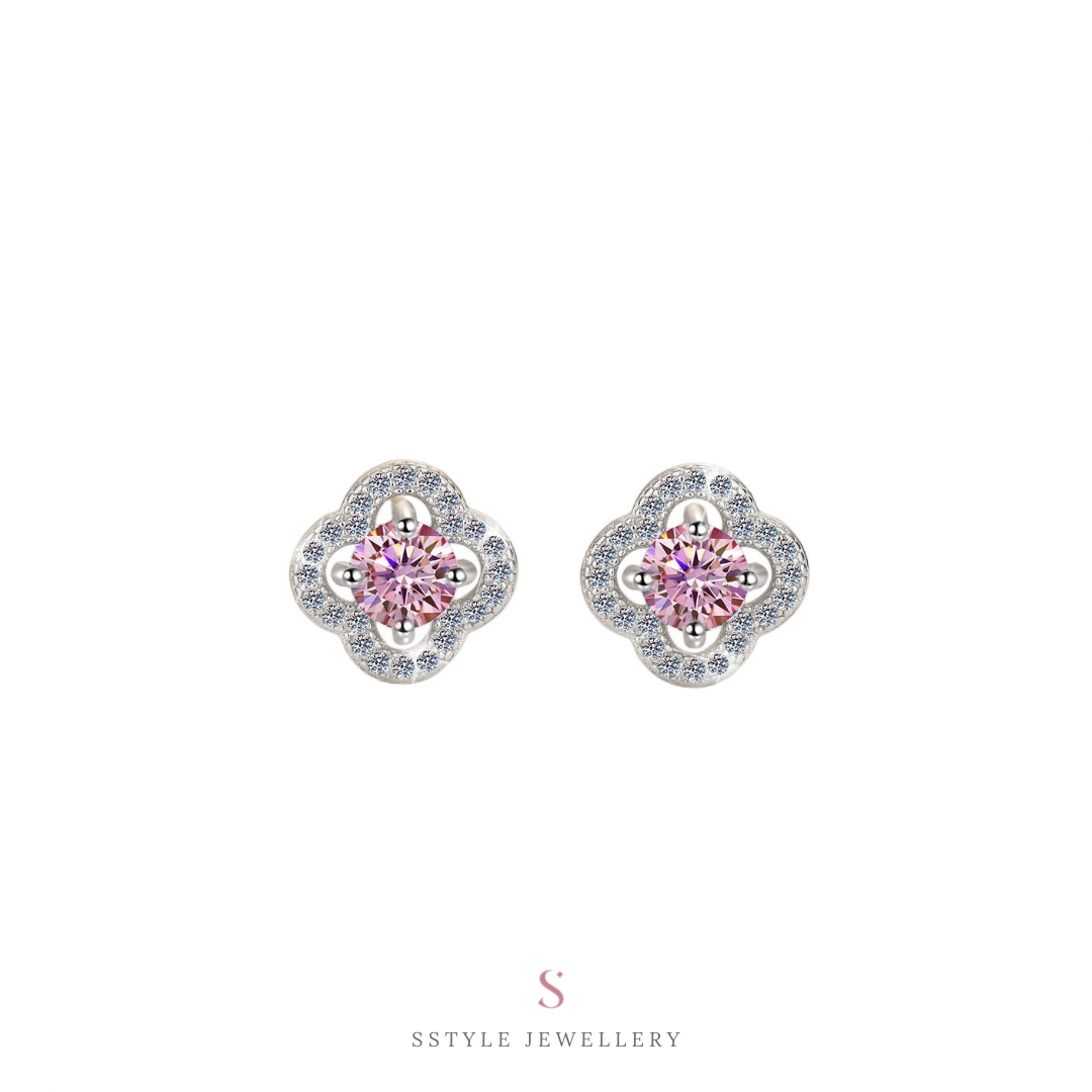 Sakura pink moissanite earrings