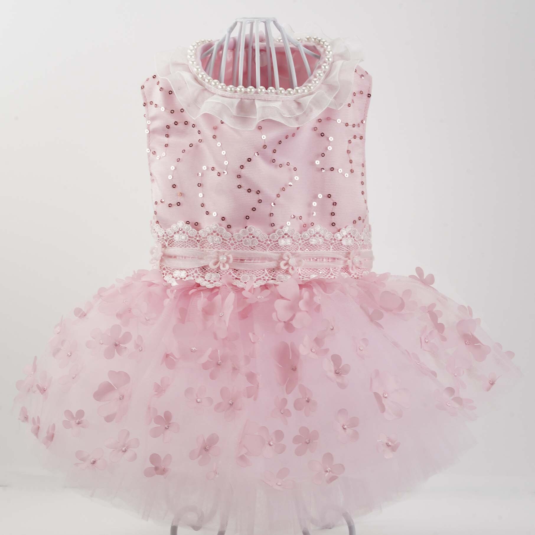 Pink Sequin Flower Dress