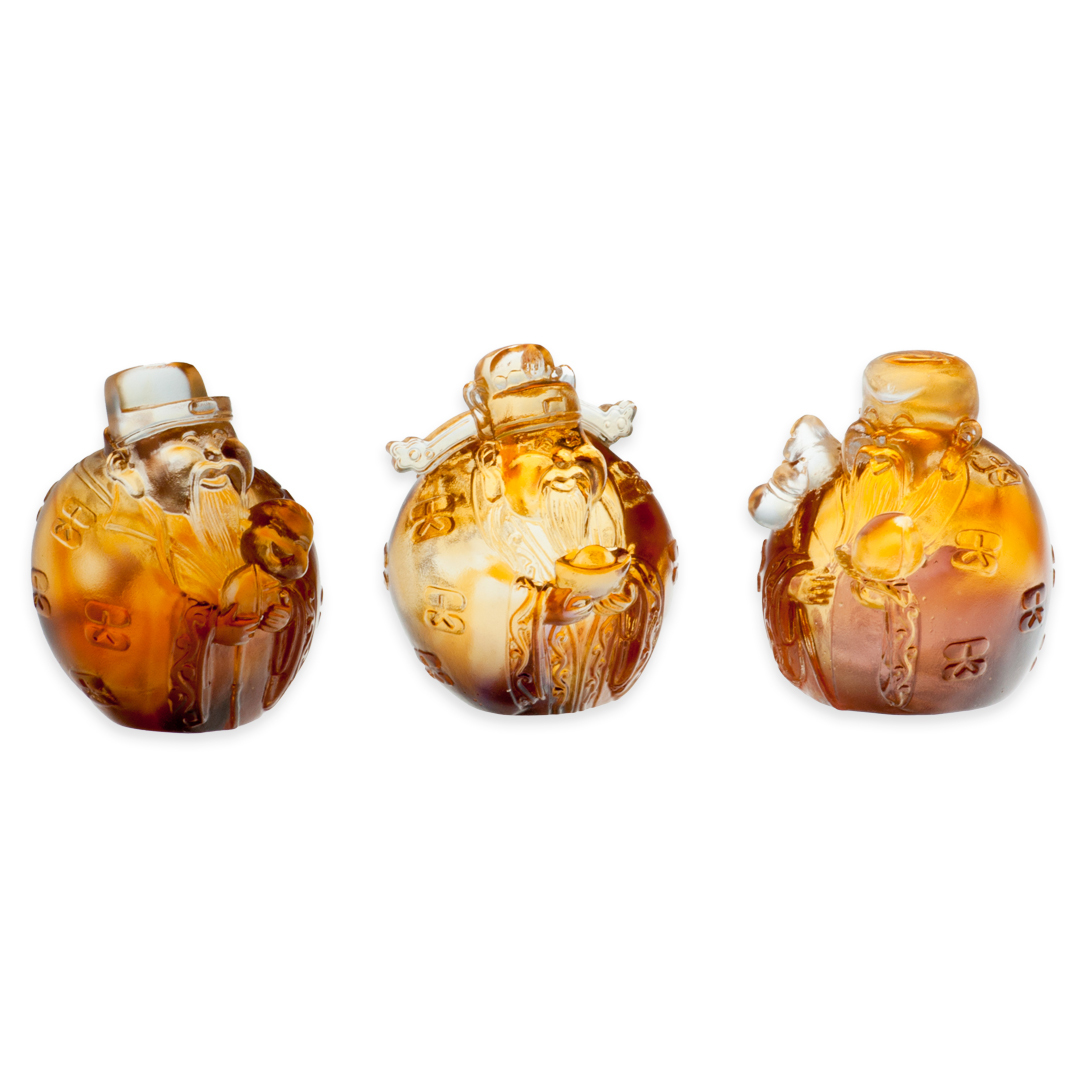 琉璃珍藏擺飾｜福祿壽三星高照 文鎮設計招福首選