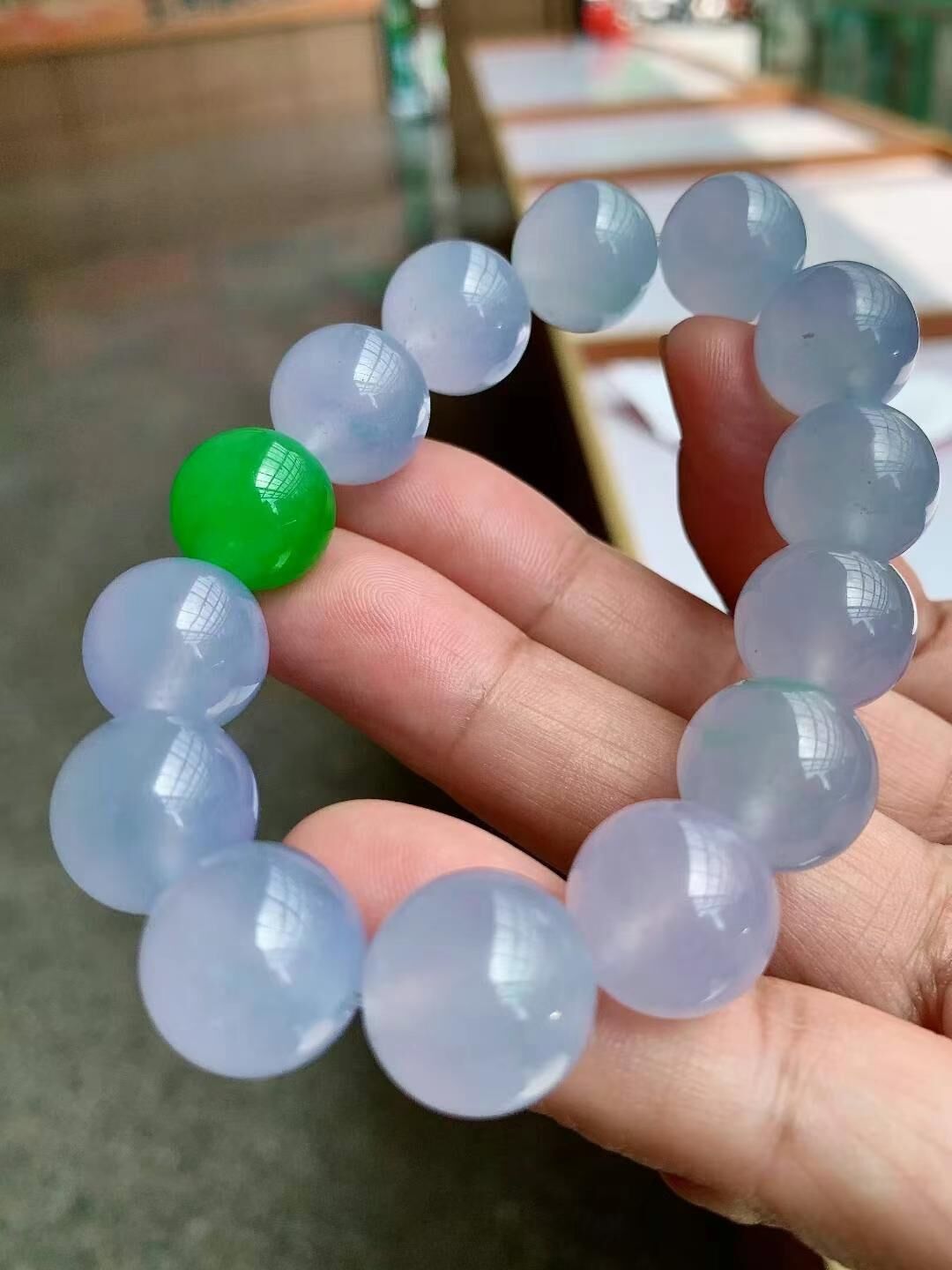 7205370 翡翠冰紫珠串 (14.8mm直徑)