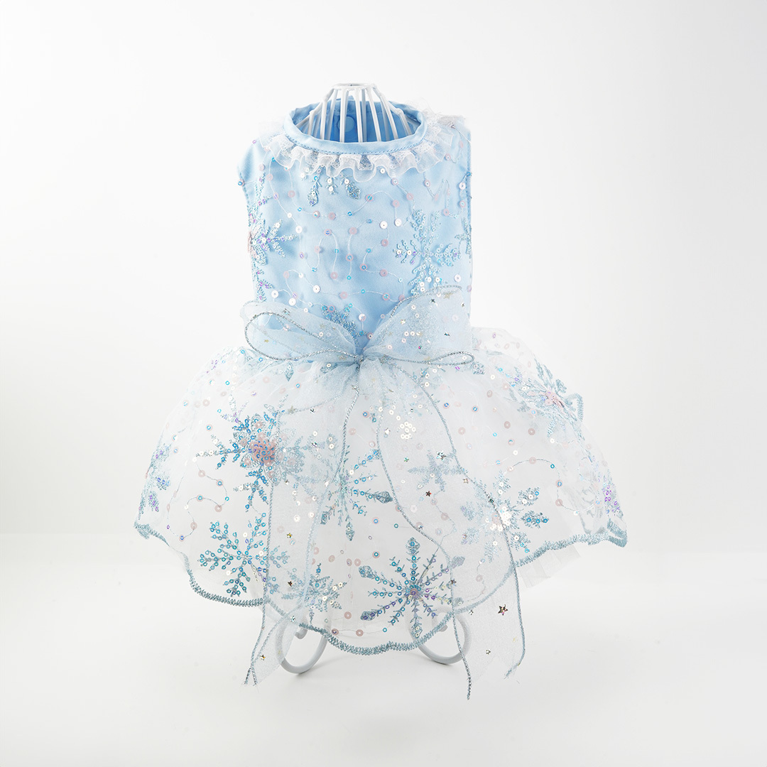 【XS~6XL】Blue Sequin Snowflakes Dress
