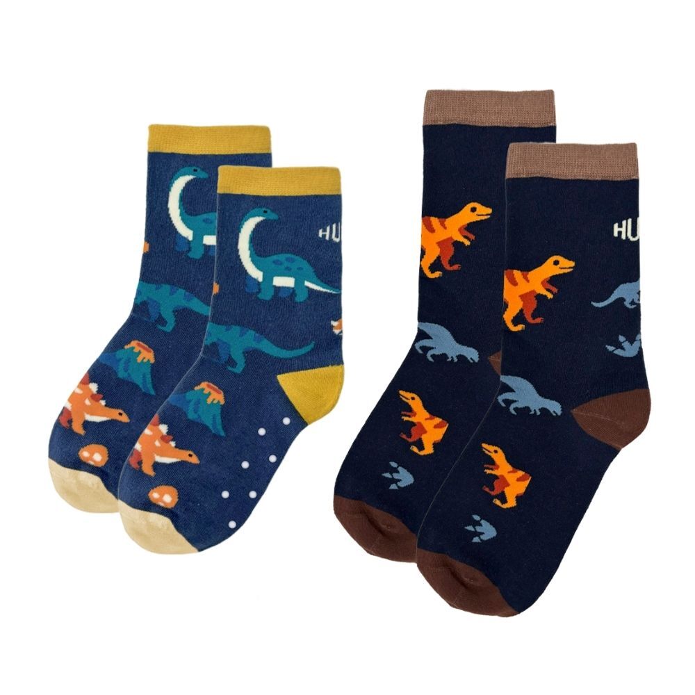 舒適中筒棉襪-親子組合 快樂恐龍 (兒童襪+成人襪子)