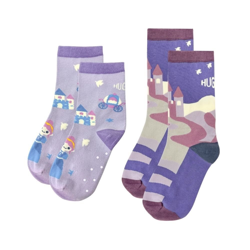 舒適中筒棉襪-親子組合 亮麗公主 (兒童襪+成人襪子)