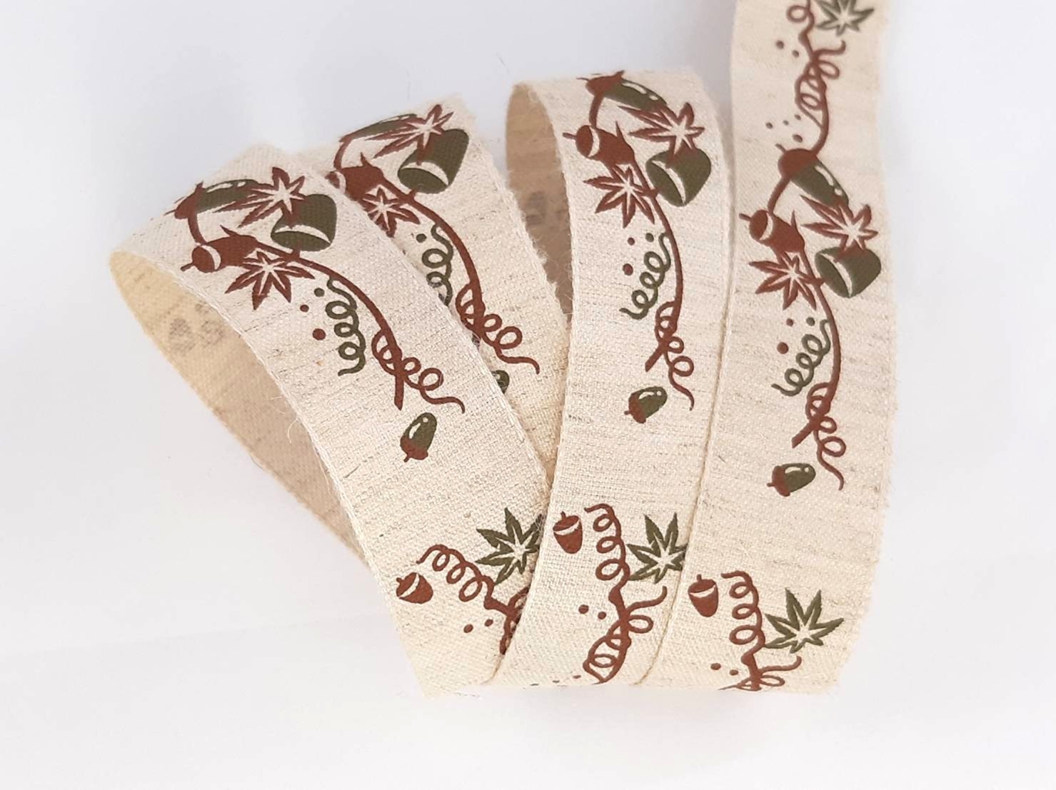 楓葉橡果/自然棉麻/22mm