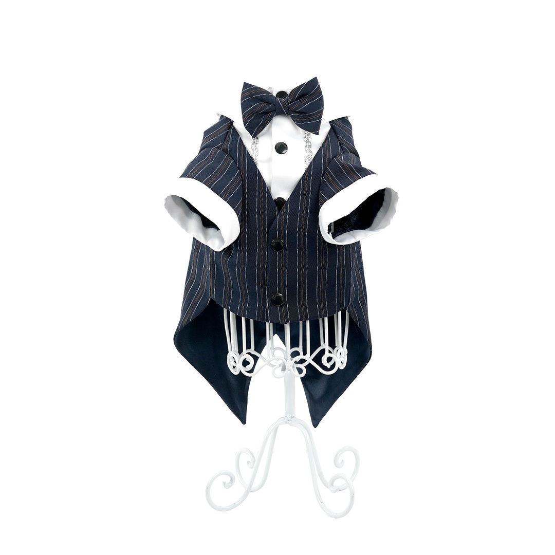 【XS~5XL】Dark Blue Striped Tailcoat Tuxedo