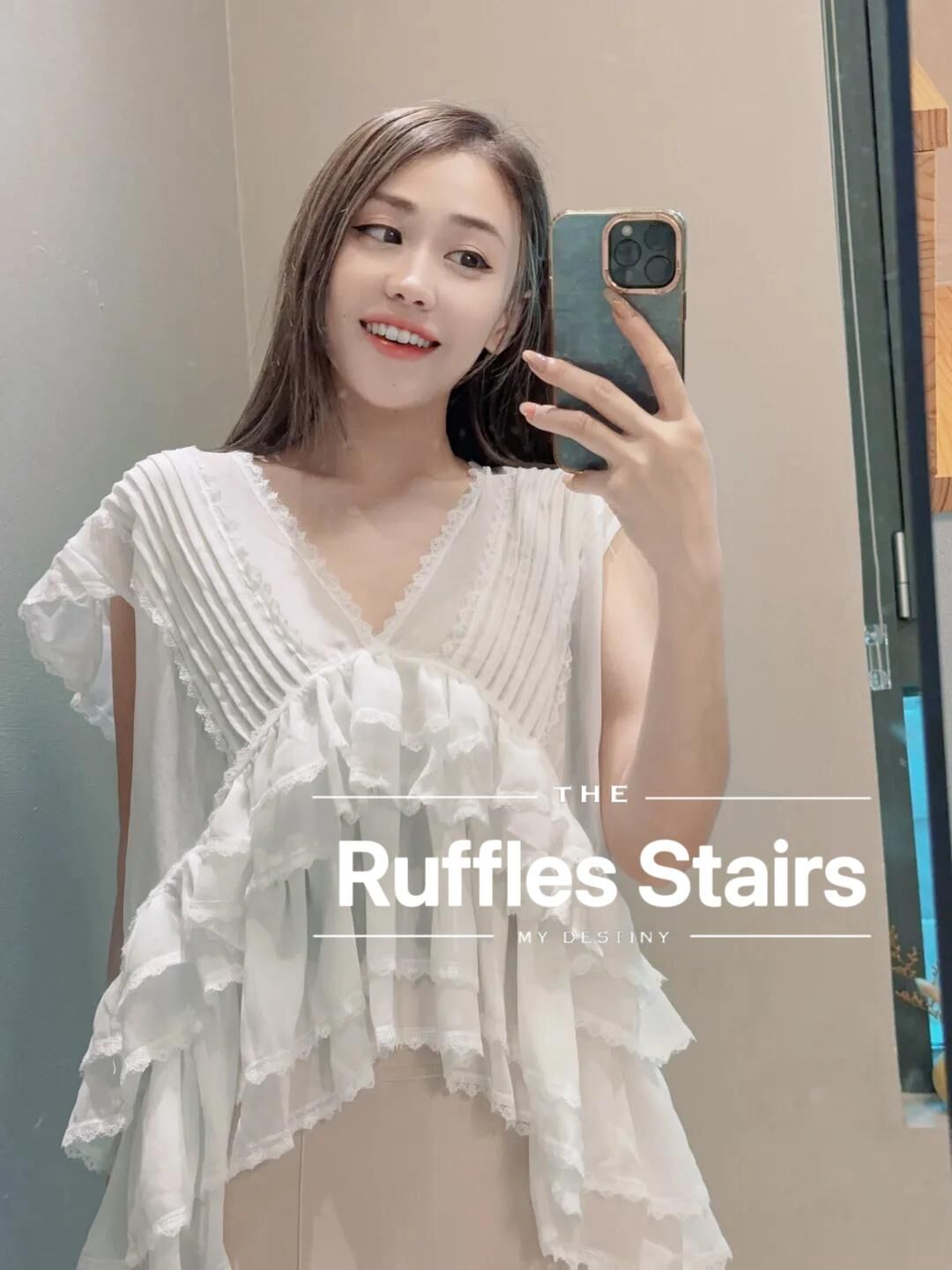 TOP#7348🤍Ruffle Stairs雪紡上衣