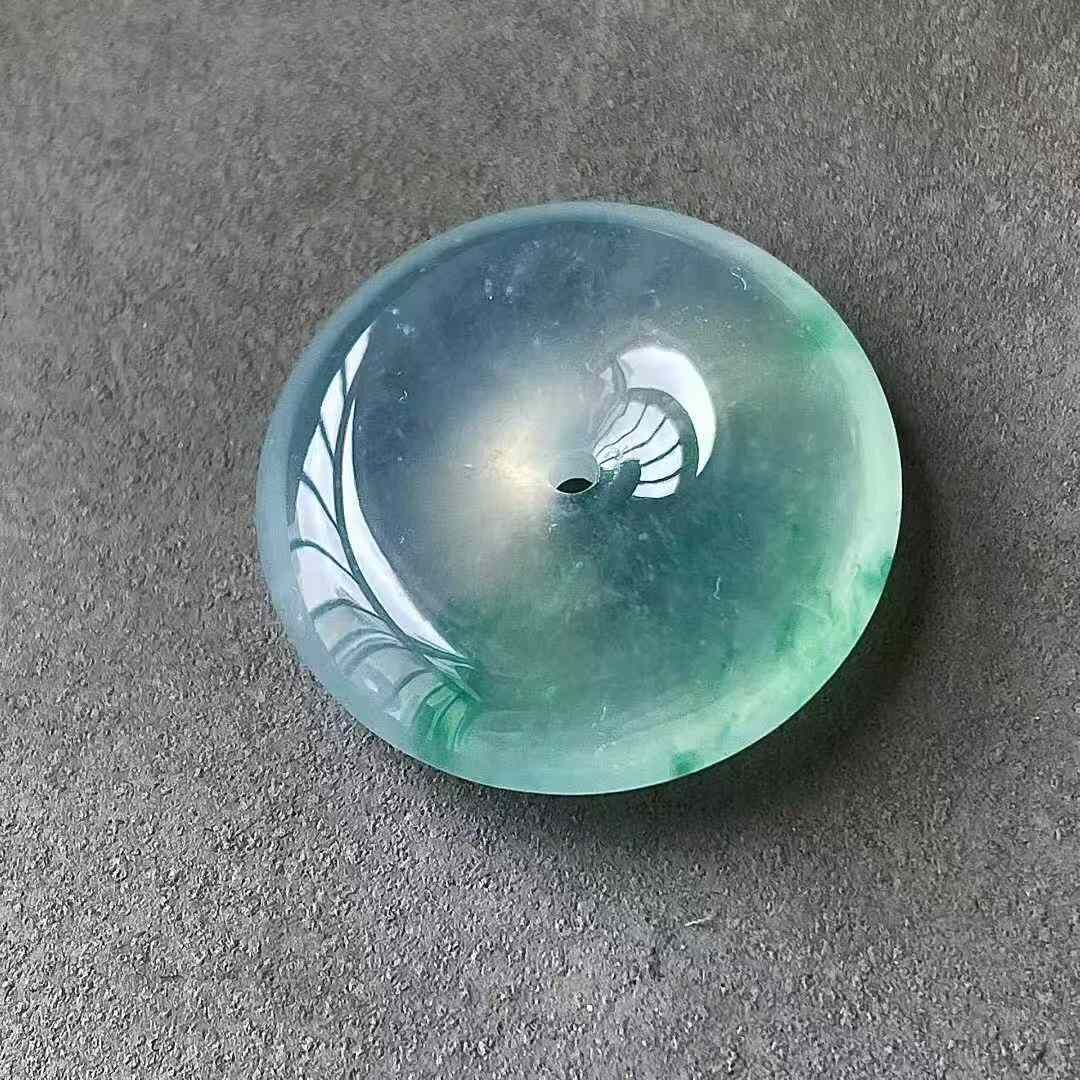 翡翠高冰飄綠平安扣 (23.8mm直徑),天然翡翠A玉, 緬甸玉, Jade, Jadeite