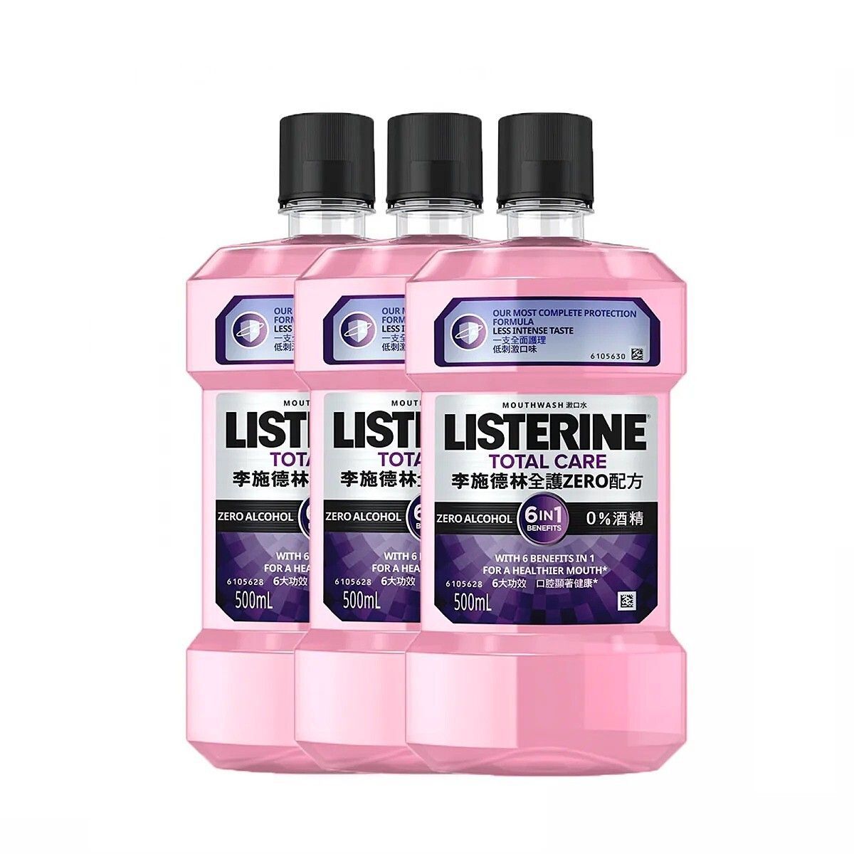李施德林 - 0%酒精 全護ZERO配方 漱口水 500ml × 3支裝 (平行進口)