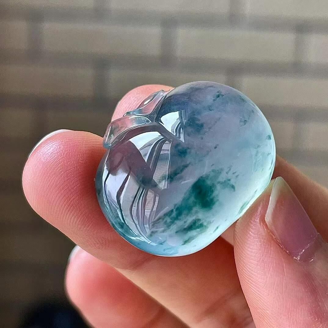 7205550 翡翠玻璃種飄花蘋果吊墜