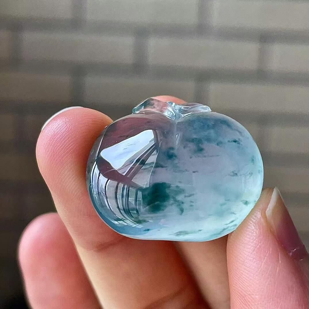 翡翠玻璃種飄花蘋果吊墜,天然翡翠A玉, 緬甸玉, Jade, Jadeite