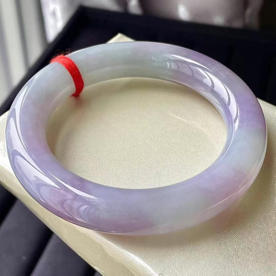 冰種紫羅蘭翡翠圓條手鐲,天然翡翠A玉, 緬甸玉, Jade, Jadeite