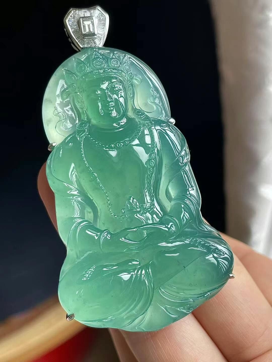 翡翠冰晴綠度母吊墜,天然翡翠A玉, 緬甸玉, Jade, Jadeite