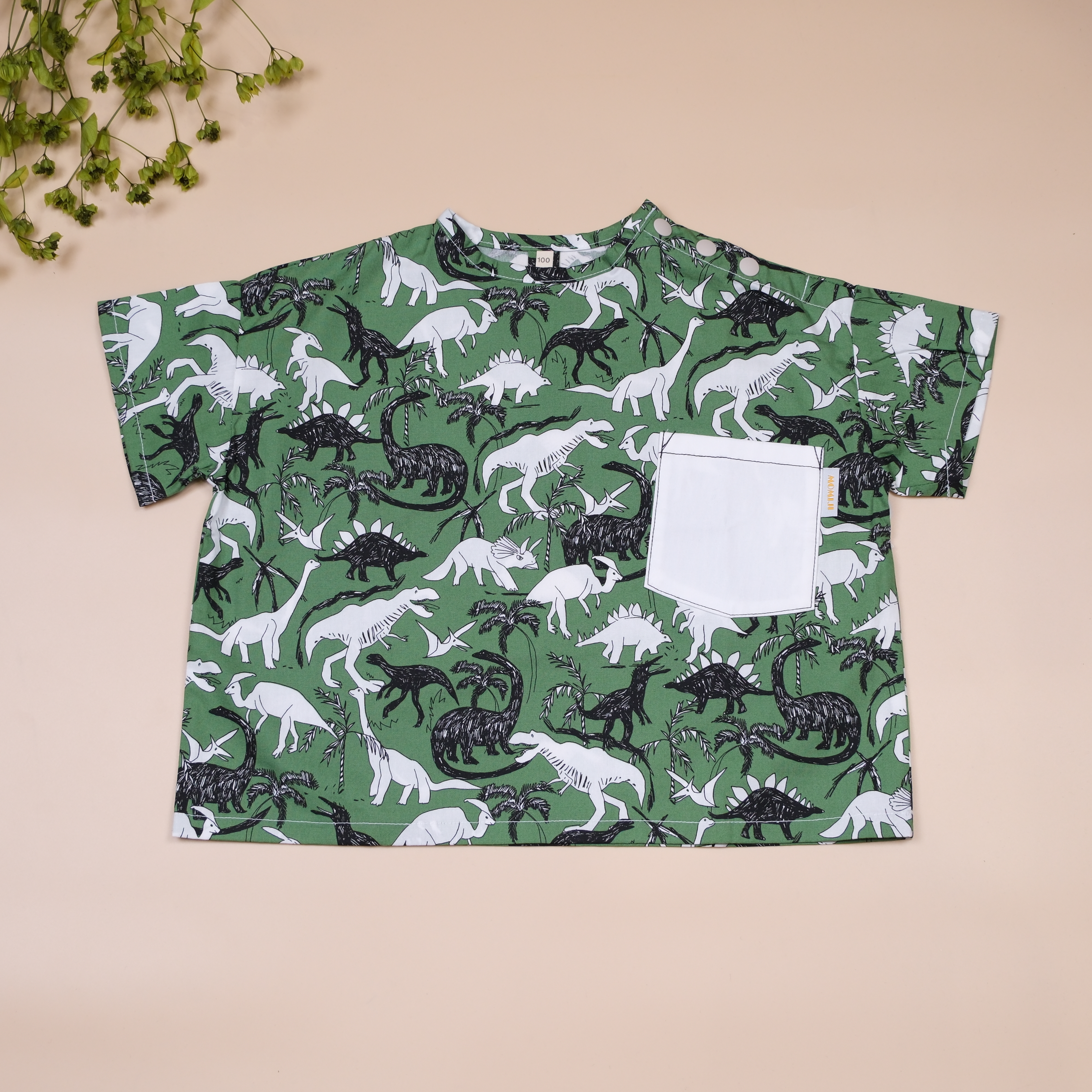 Ｍori Mori日常系列 𖤣𖤥 恐龍草綠 𖤣𖤥 短袖上衣