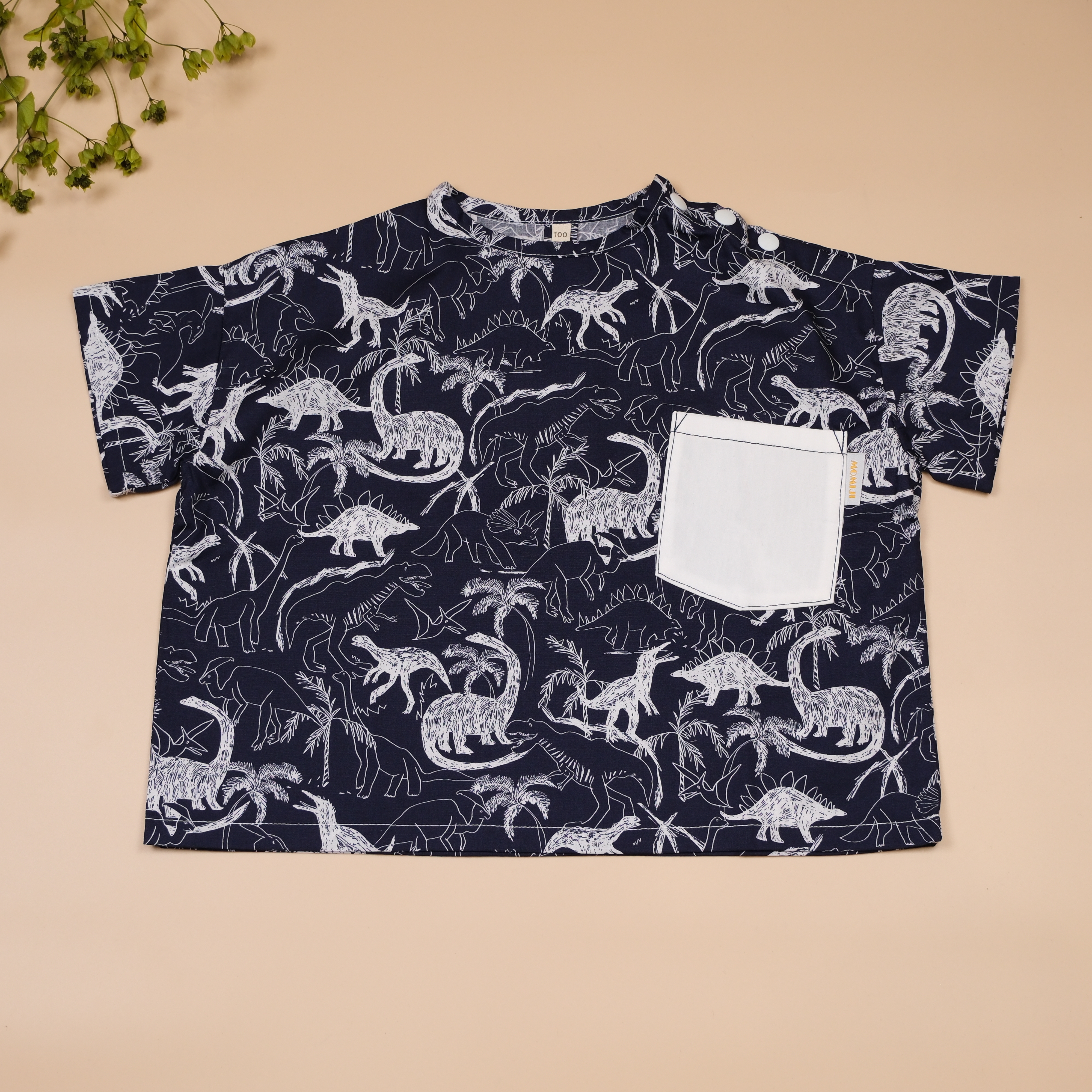 Ｍori Mori日常系列 𖤣𖤥 恐龍藏青 𖤣𖤥 短袖上衣