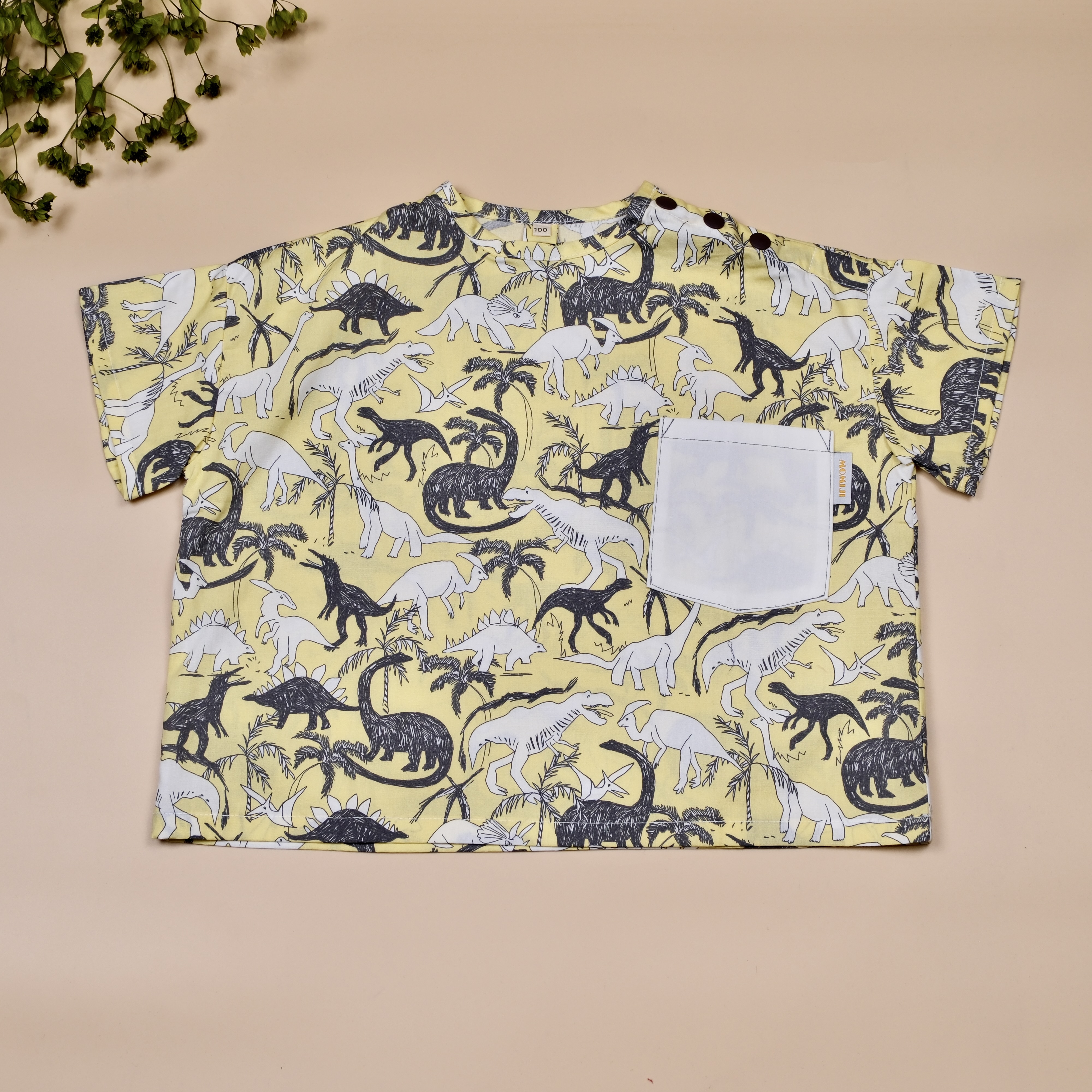 Ｍori Mori日常系列 𖤣𖤥 恐龍淺黃 𖤣𖤥 短袖上衣