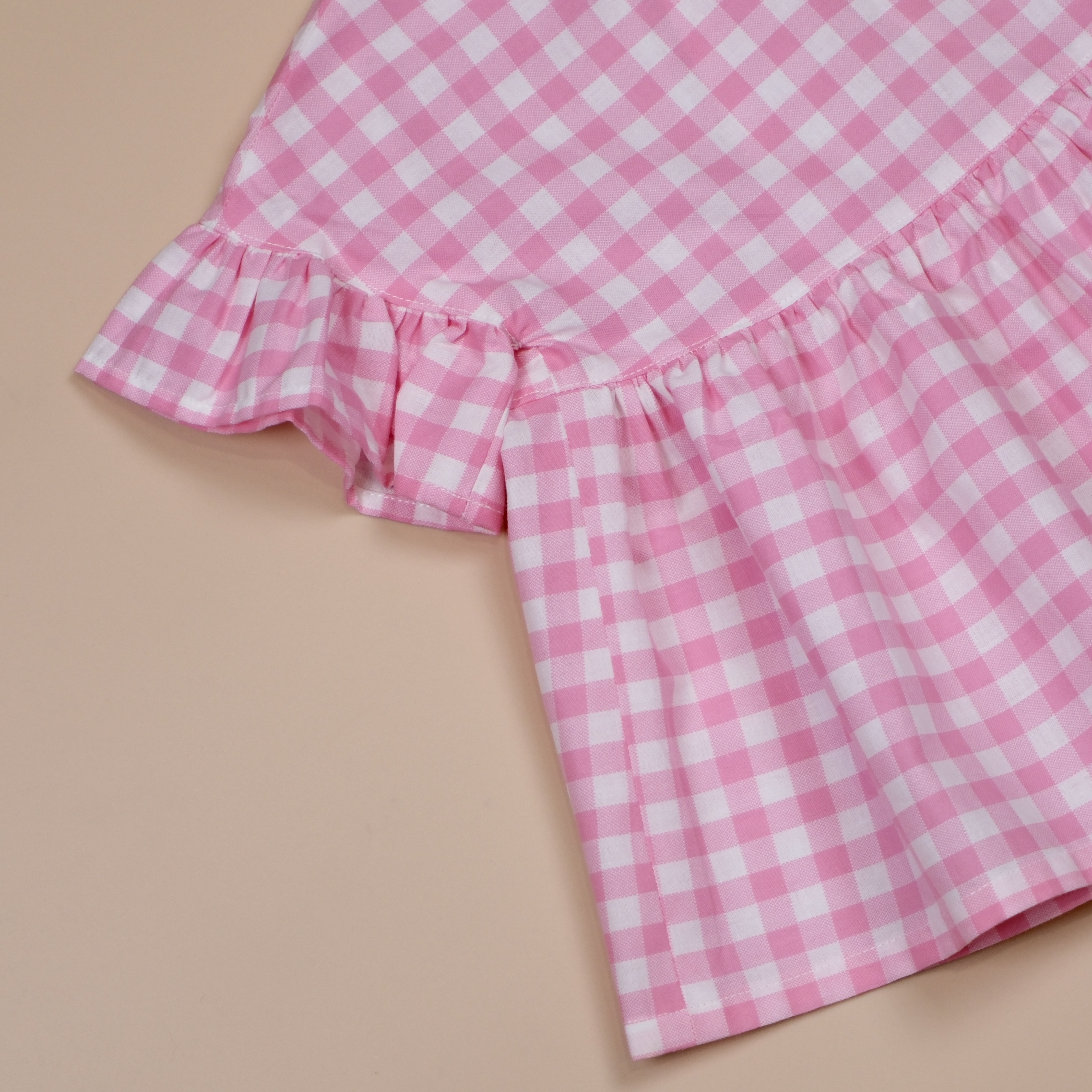 波妞小荷葉 ◊ 粉紅 ◊ 手作女童圓領飛袖上衣