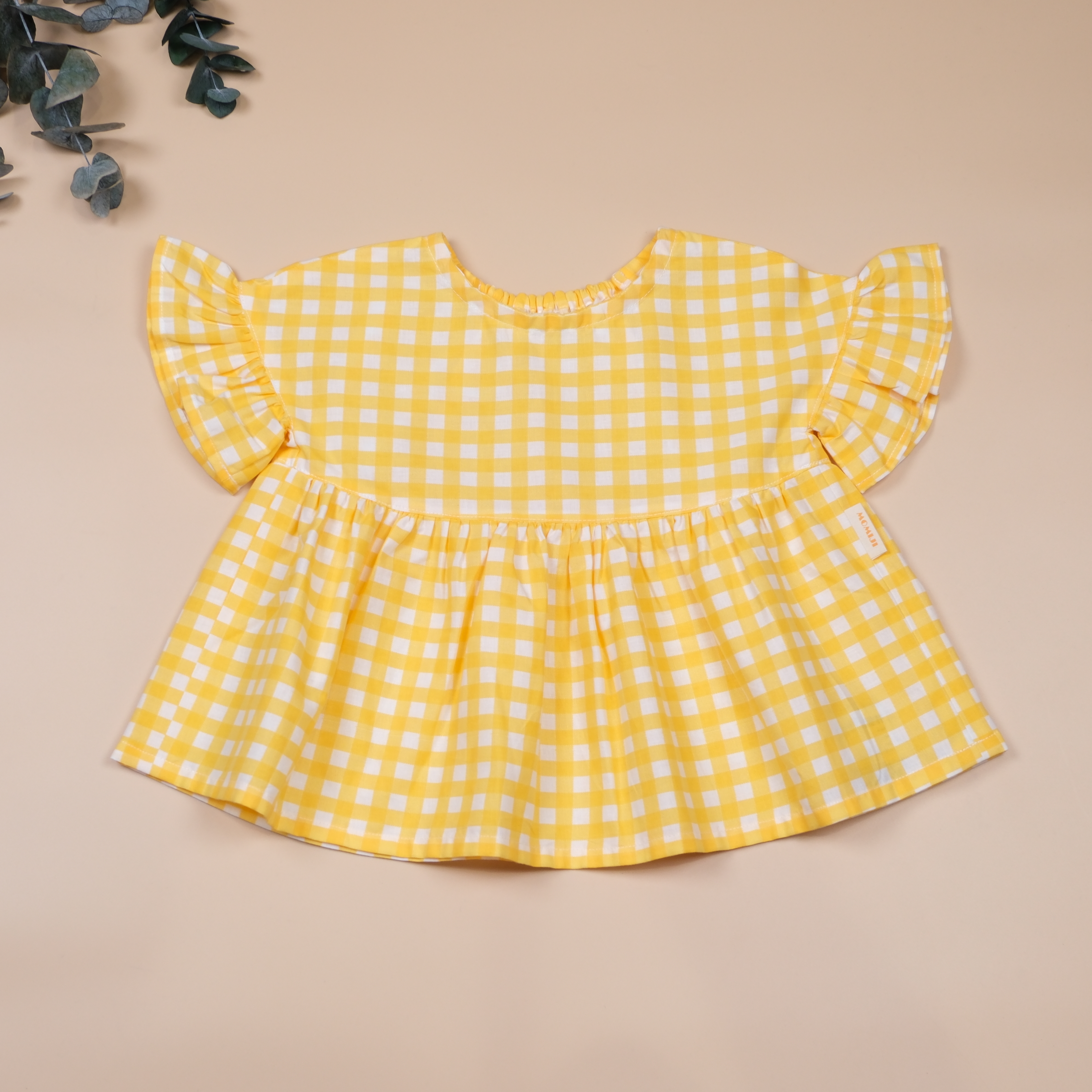 波妞小荷葉 ◊ 鮮黃色 ◊ 手作女童圓領飛袖上衣