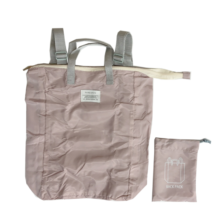 TP 折疊式收納手提後背包/粉