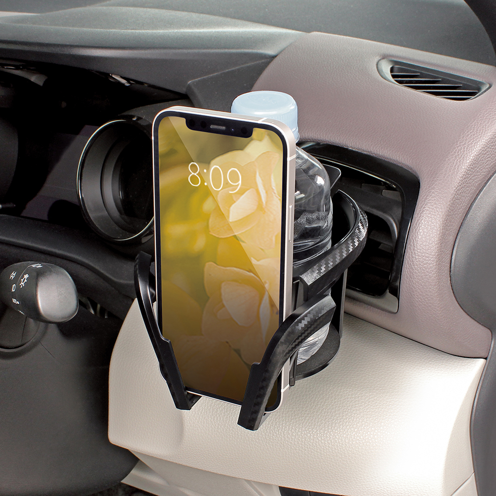 YAC 槌屋 通用型 出風口手機置杯架 二合一 手機架+置杯架 CARBON紋