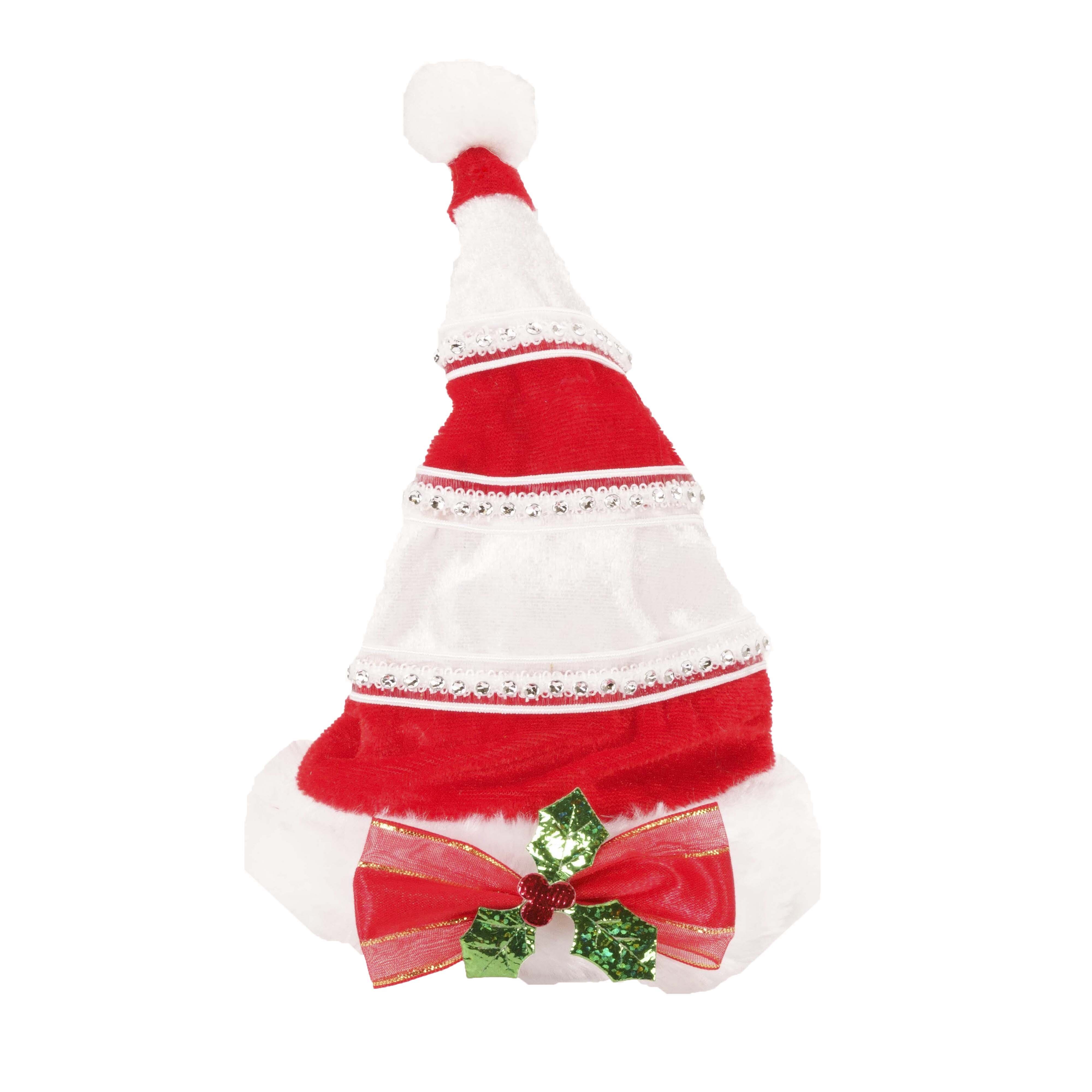 Red Ribbon With Holly Leave Christmas Hat