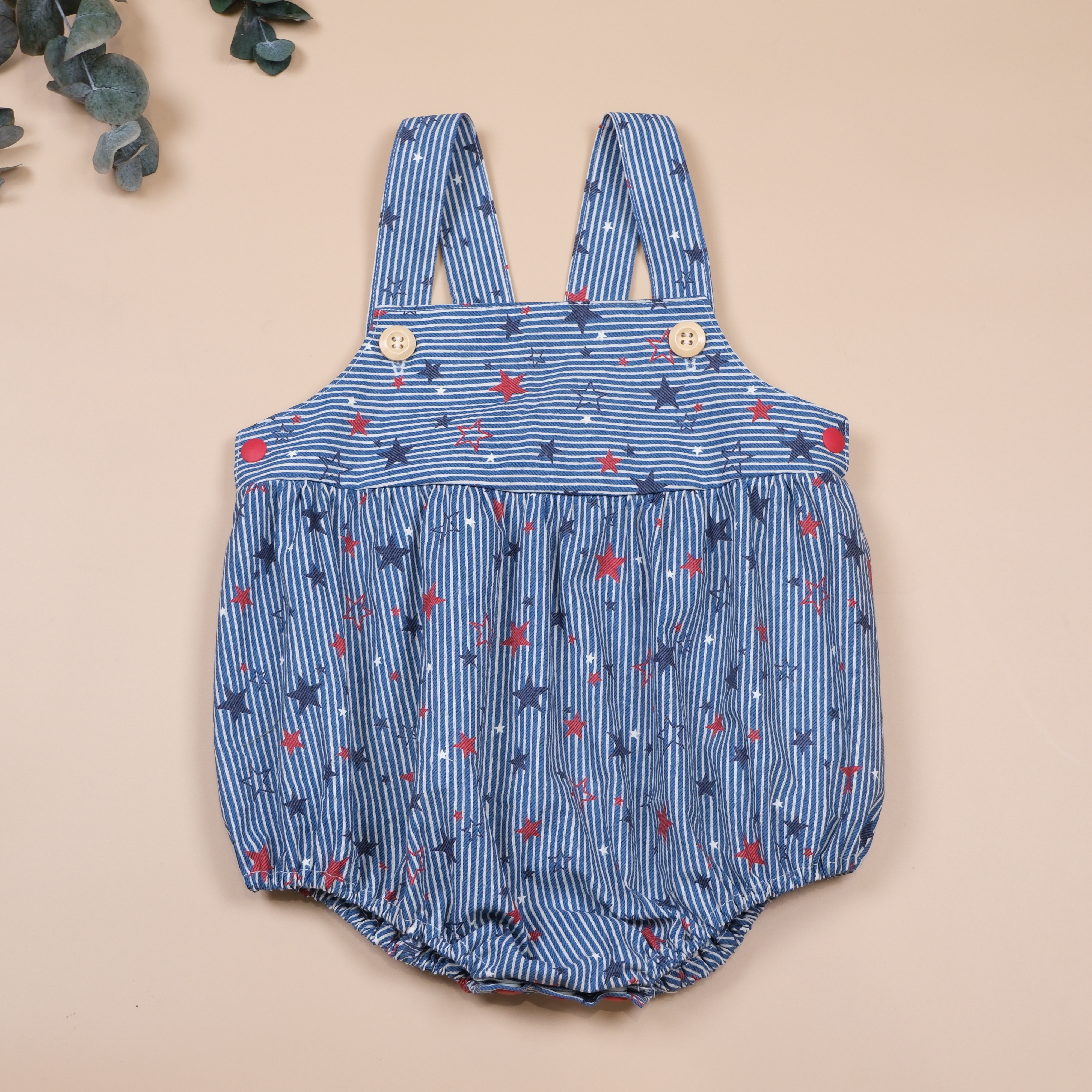 星辰旅行 Little Voyager ❉ 星願紅 ❉ 吊帶式連身包屁衣