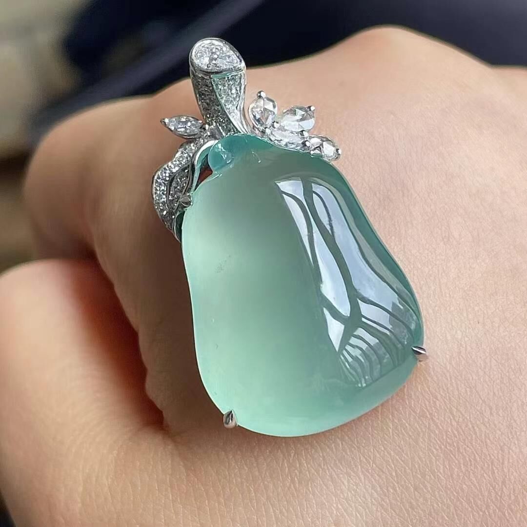 翡翠高冰晴水福瓜,天然翡翠A玉, 緬甸玉, Jade, Jadeite