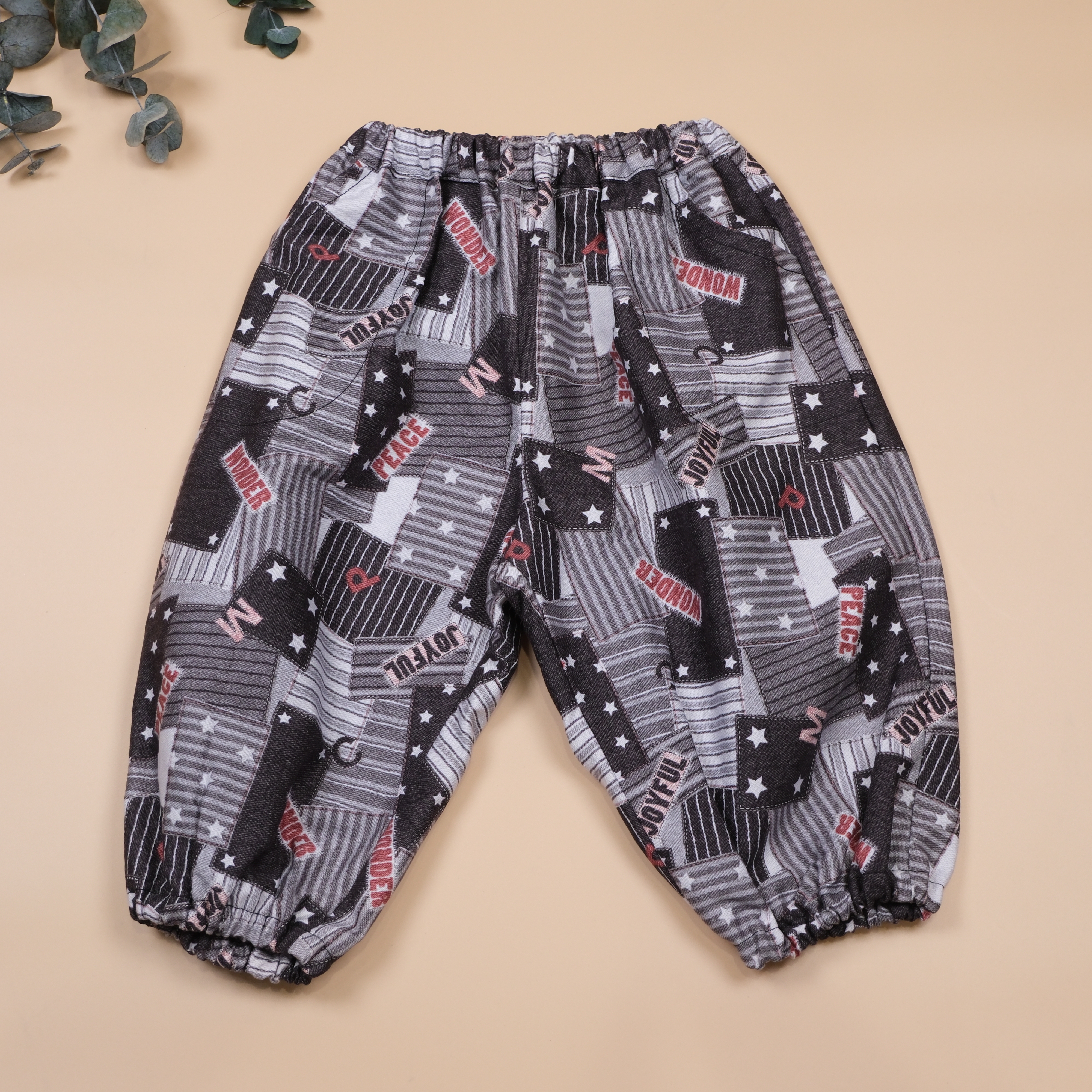 氣泡森森 Kibou MoriMori系列 ෆ 拼接色塊街頭風黑色 ෆ 日系鬆鬆褲