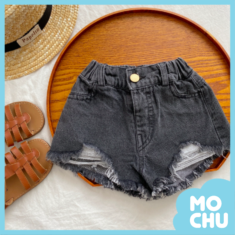 破洞毛邊牛仔短褲(二色)