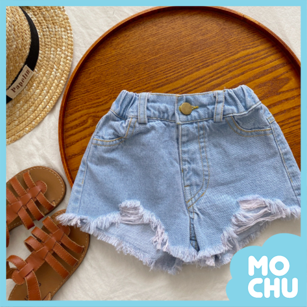 破洞毛邊牛仔短褲(二色)