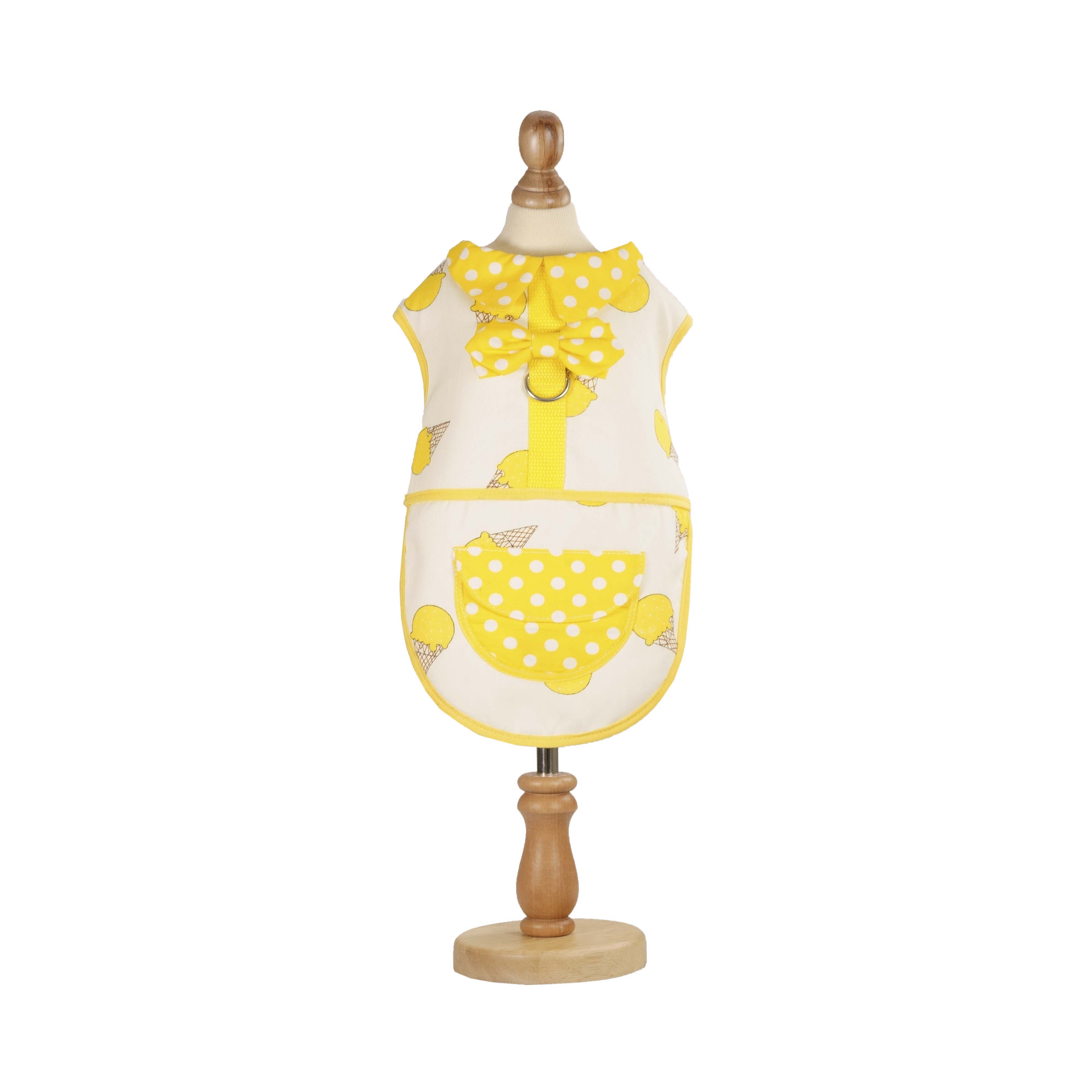 Lemon Ice Cream Polka Dot Harness Vest (excluded Dog Leash)