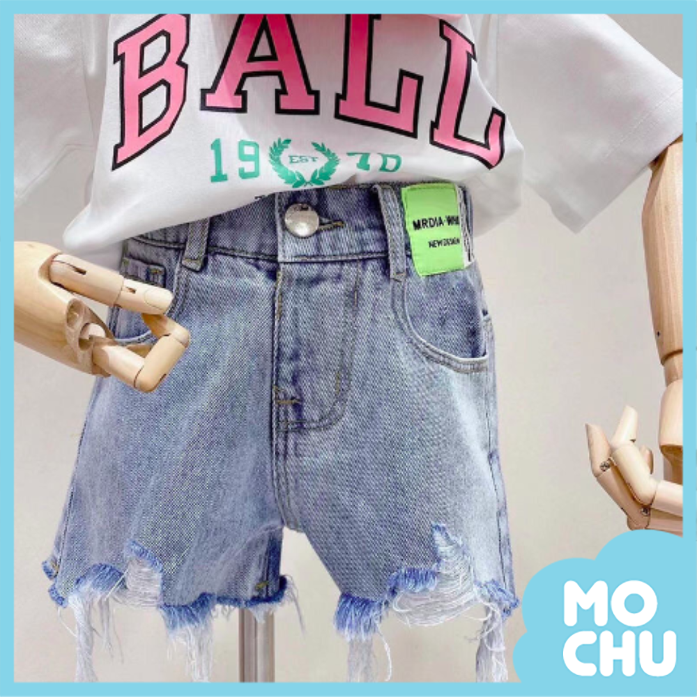 綠標抽鬚牛仔短褲