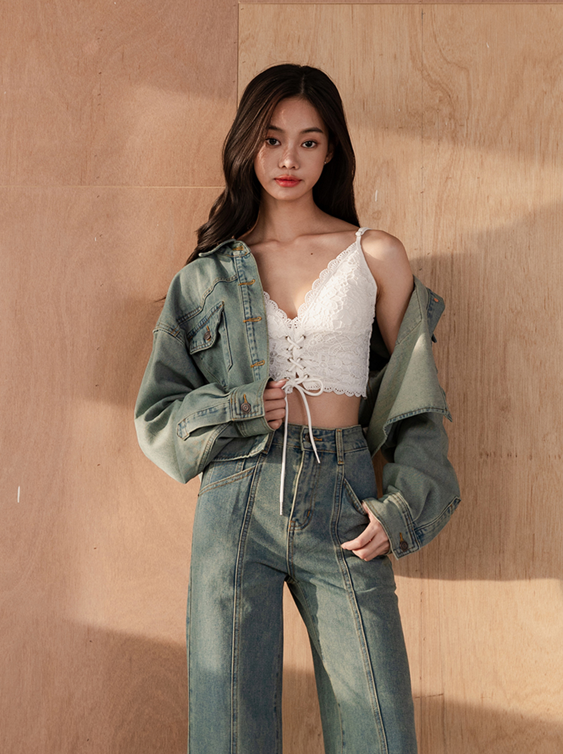 短版造型牛仔長袖外套