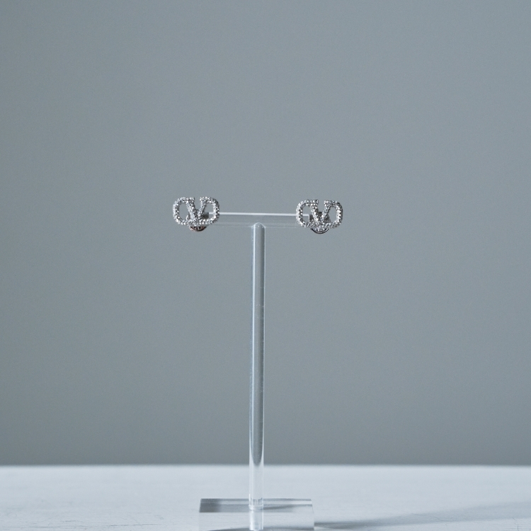 Valentino 經典logo銀色鑽耳環