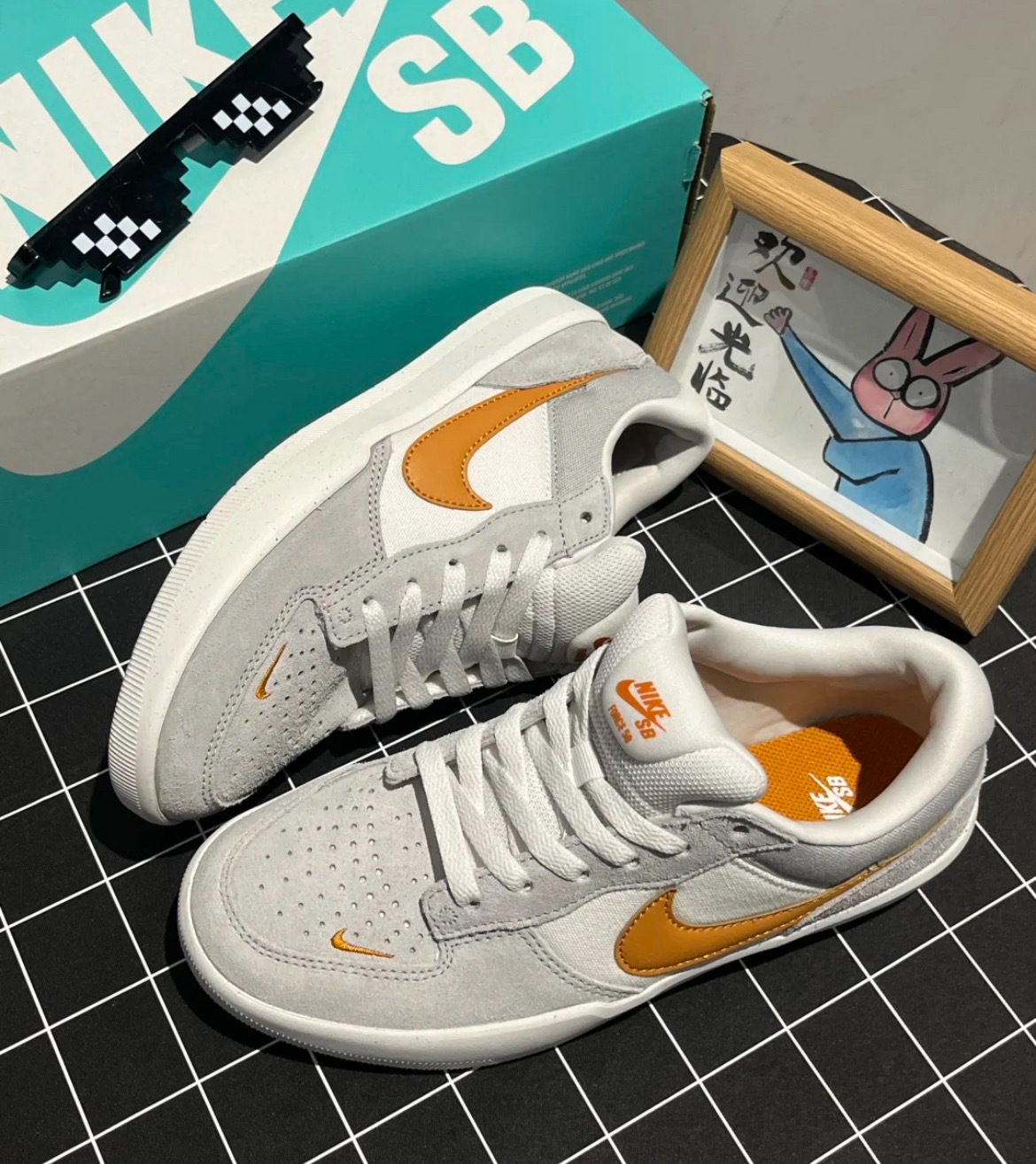 男女鞋 NIKE SB FORCE 58 灰橘 麂皮拼接 輕量 舒適鞋墊 休閒 滑板鞋【DV5477-007】SB58