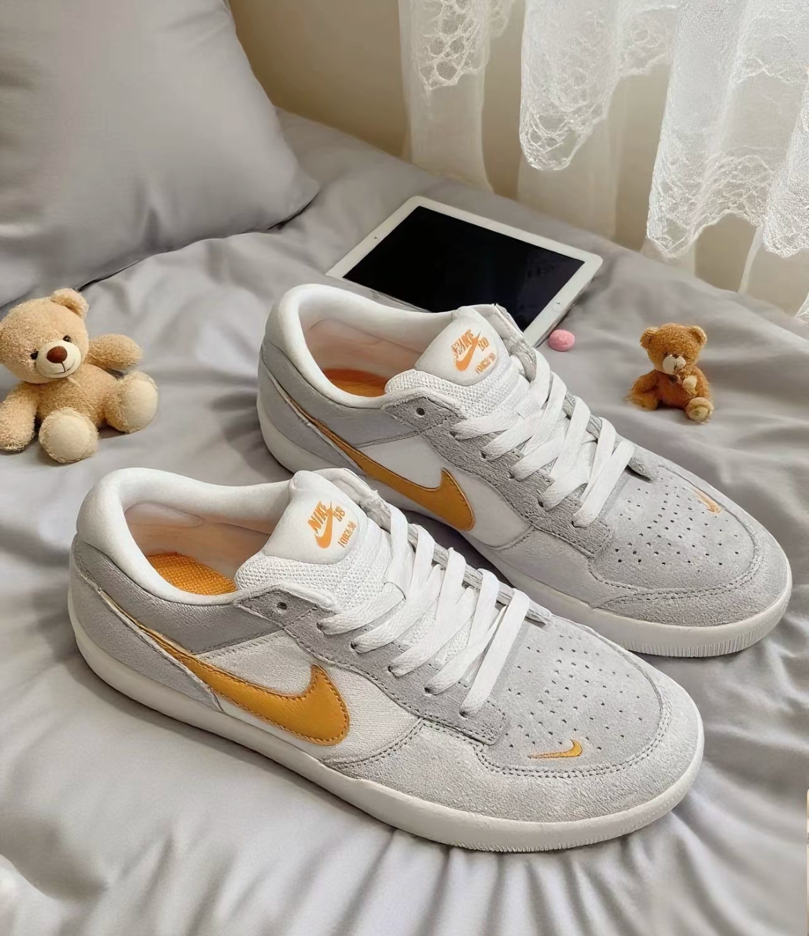 男女鞋 NIKE SB FORCE 58 灰橘 麂皮拼接 輕量 舒適鞋墊 休閒 滑板鞋【DV5477-007】SB58