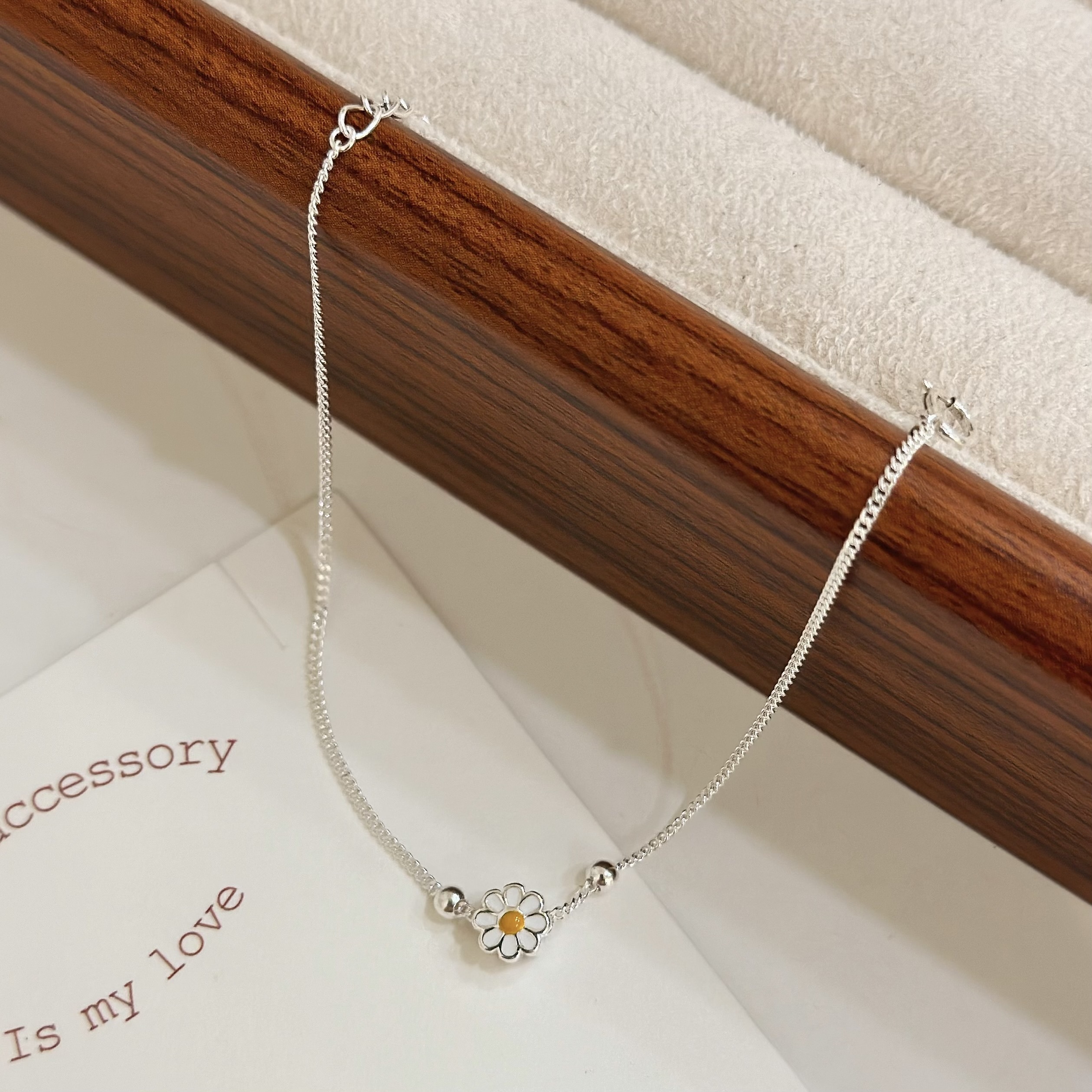 C324小雛菊圓珠純銀手鏈