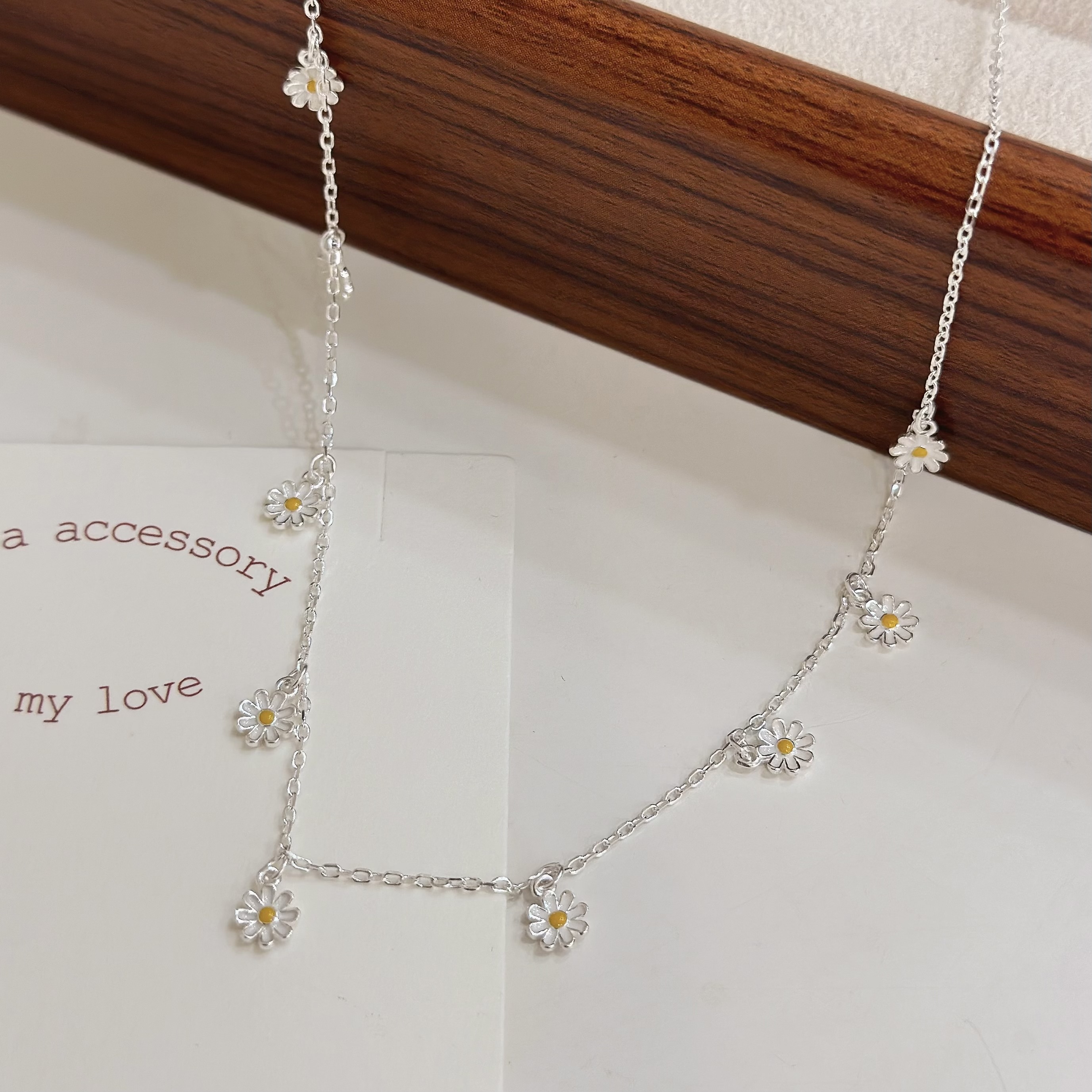 C323分布式小雛菊純銀鎖骨鏈