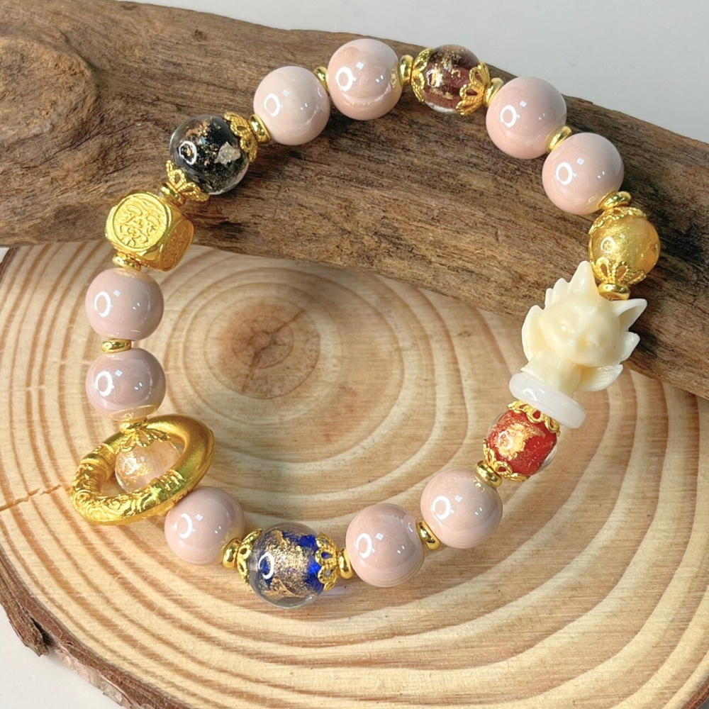 雍和宮 粉紅小狐狸桃花手串