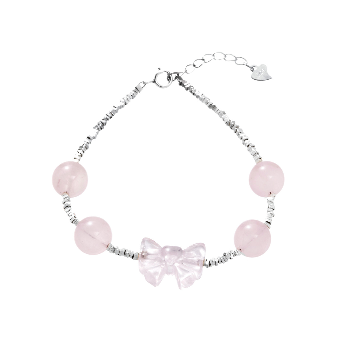 平價飾品,純銀,粉水晶,蝴蝶結,手鍊