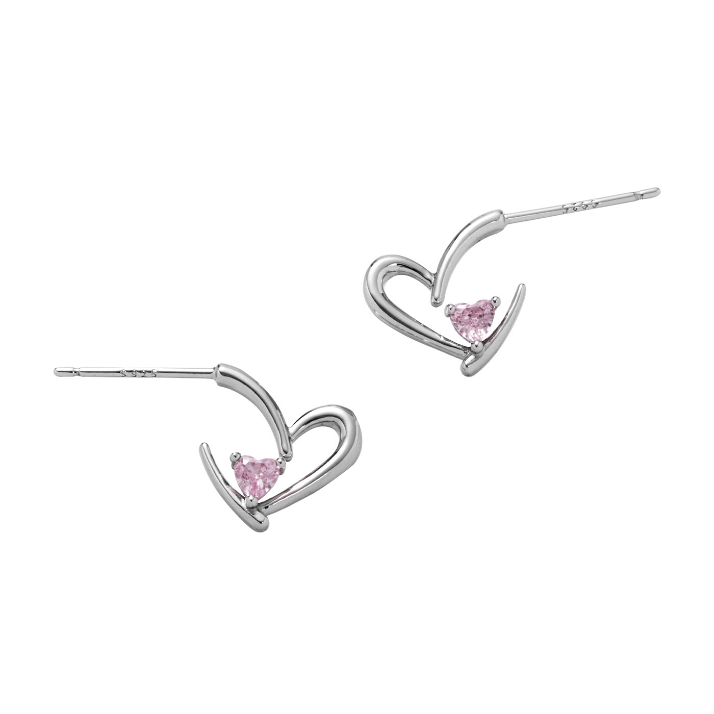 平價飾品,純銀,愛心,粉鋯石,耳環
