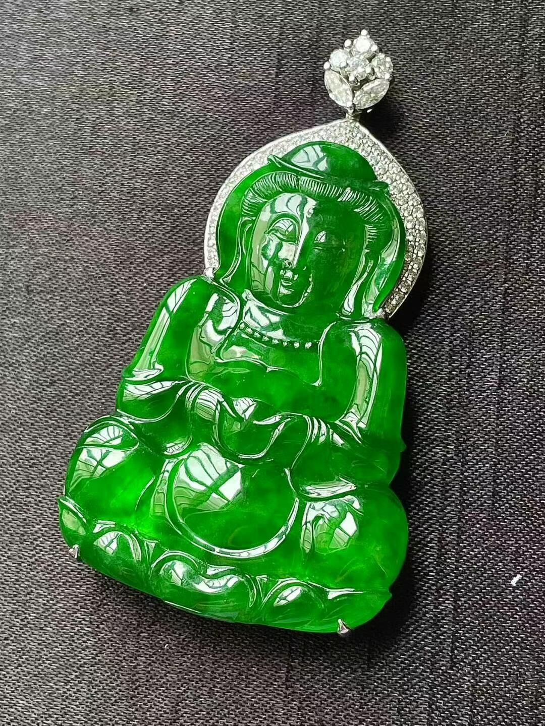 翡翠冰帝王綠觀音,天然翡翠A玉, 緬甸玉, Jade, Jadeite