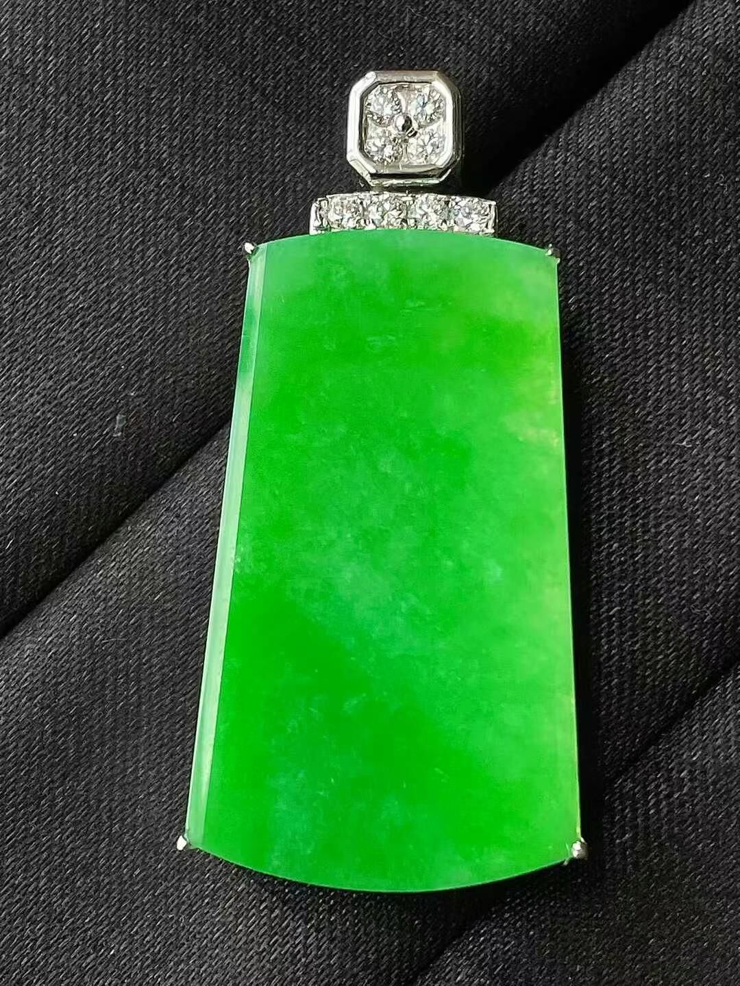 翡翠緬料冰陽綠無事牌吊墜,天然翡翠A玉, 緬甸玉, Jade, Jadeite