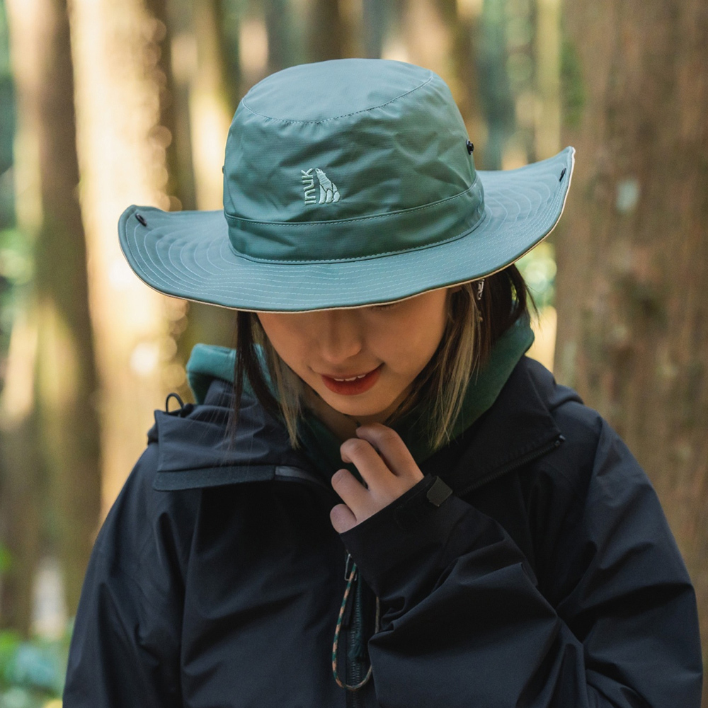 INUK 防水跳色大圓盤帽｜大地綠