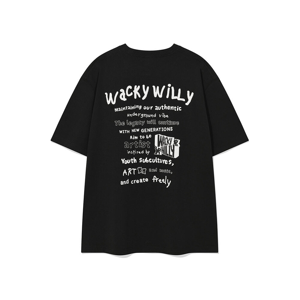 WACKY WILLY Typo Artwork Point Short-Sleeve T-Shirt
