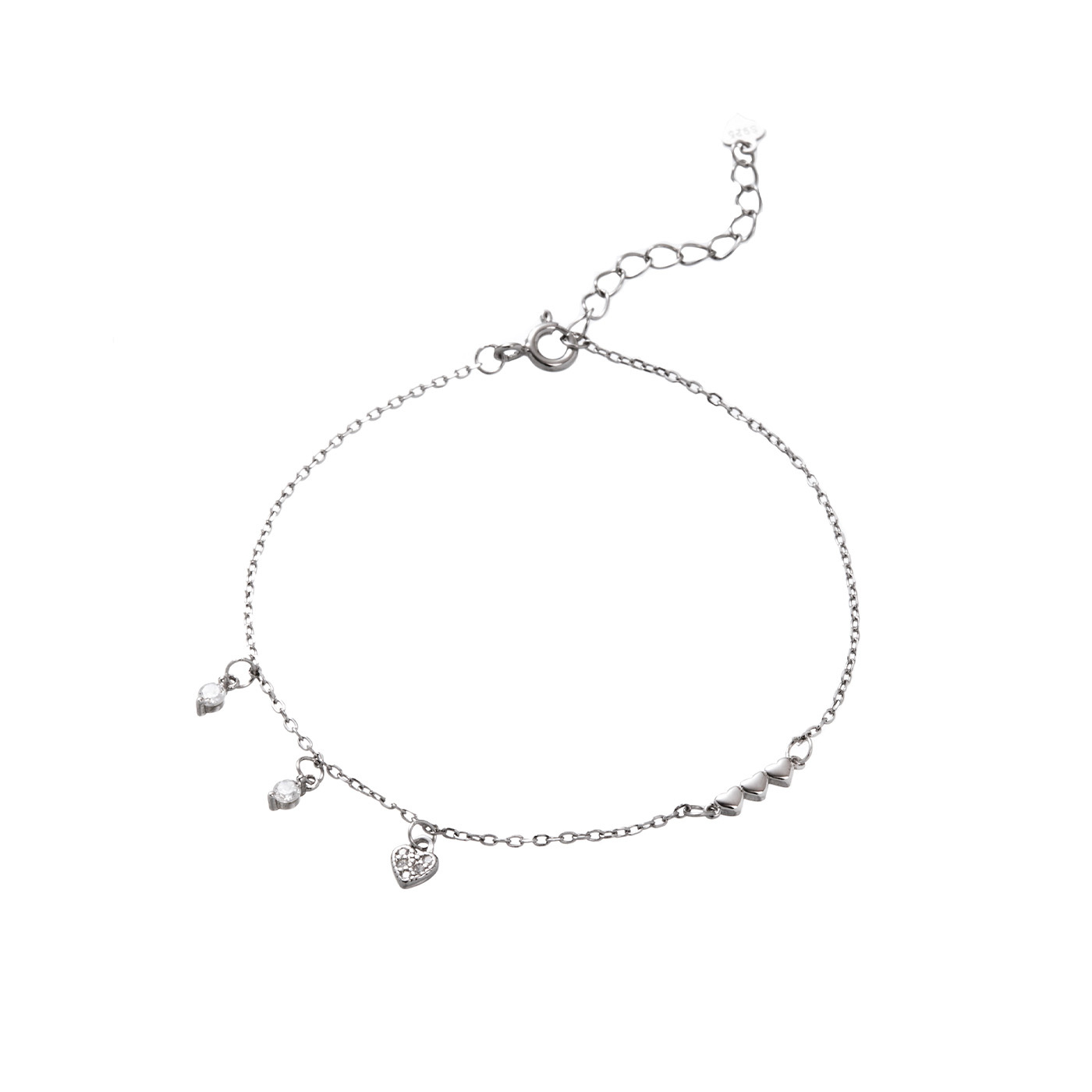 平價飾品,純銀,愛心,鋯石,手鍊