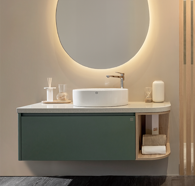 OVO京典衛浴 檯面式臉盆L6702/M1025/WLA13-130/HB129-1/F8057L  *訂製不規則附燈化妝鏡