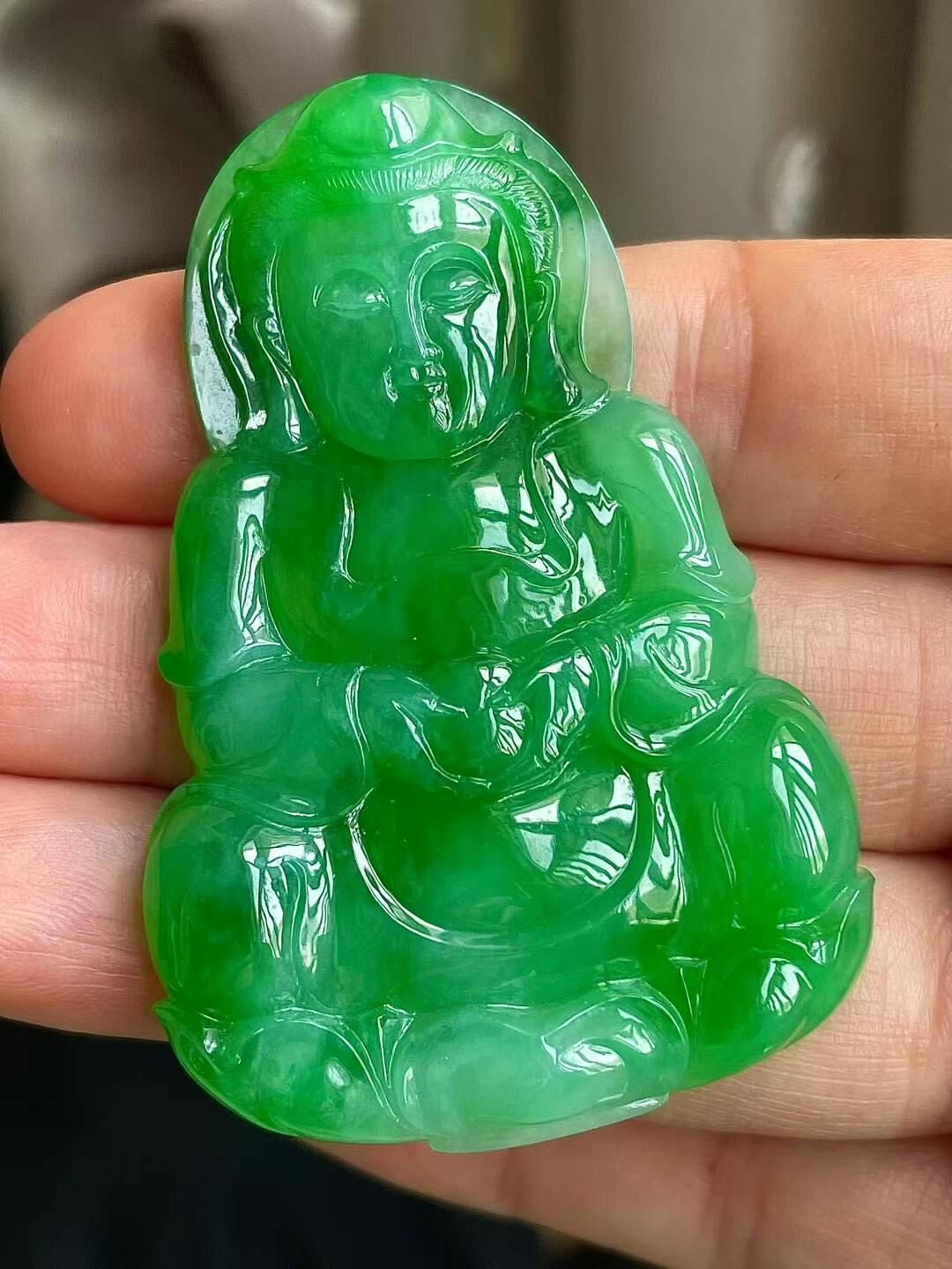 翡翠冰陽綠觀音吊墜,天然翡翠A玉, 緬甸玉, Jade, Jadeite