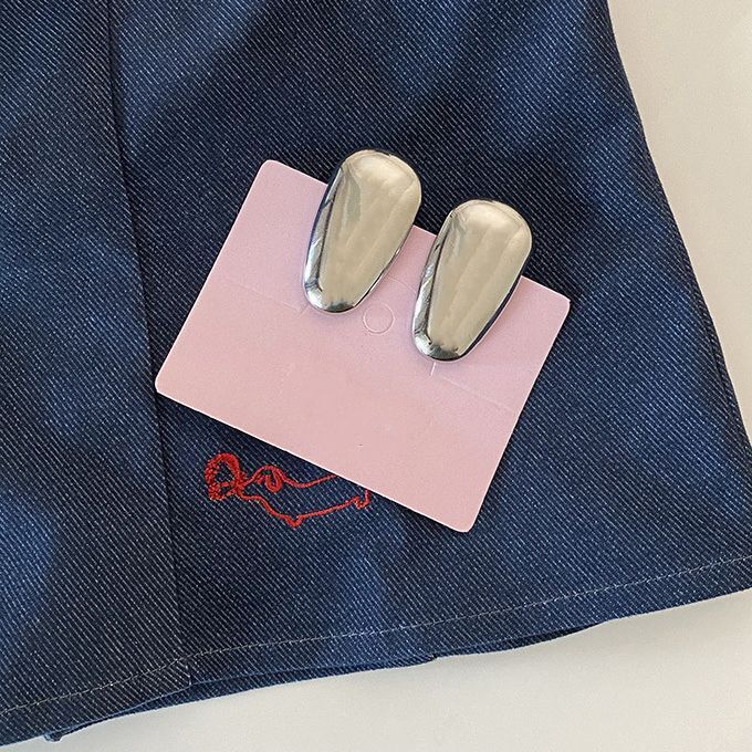 #N/A - 法式 簡約風金屬銀色髮夾 2個裝 (水滴形)