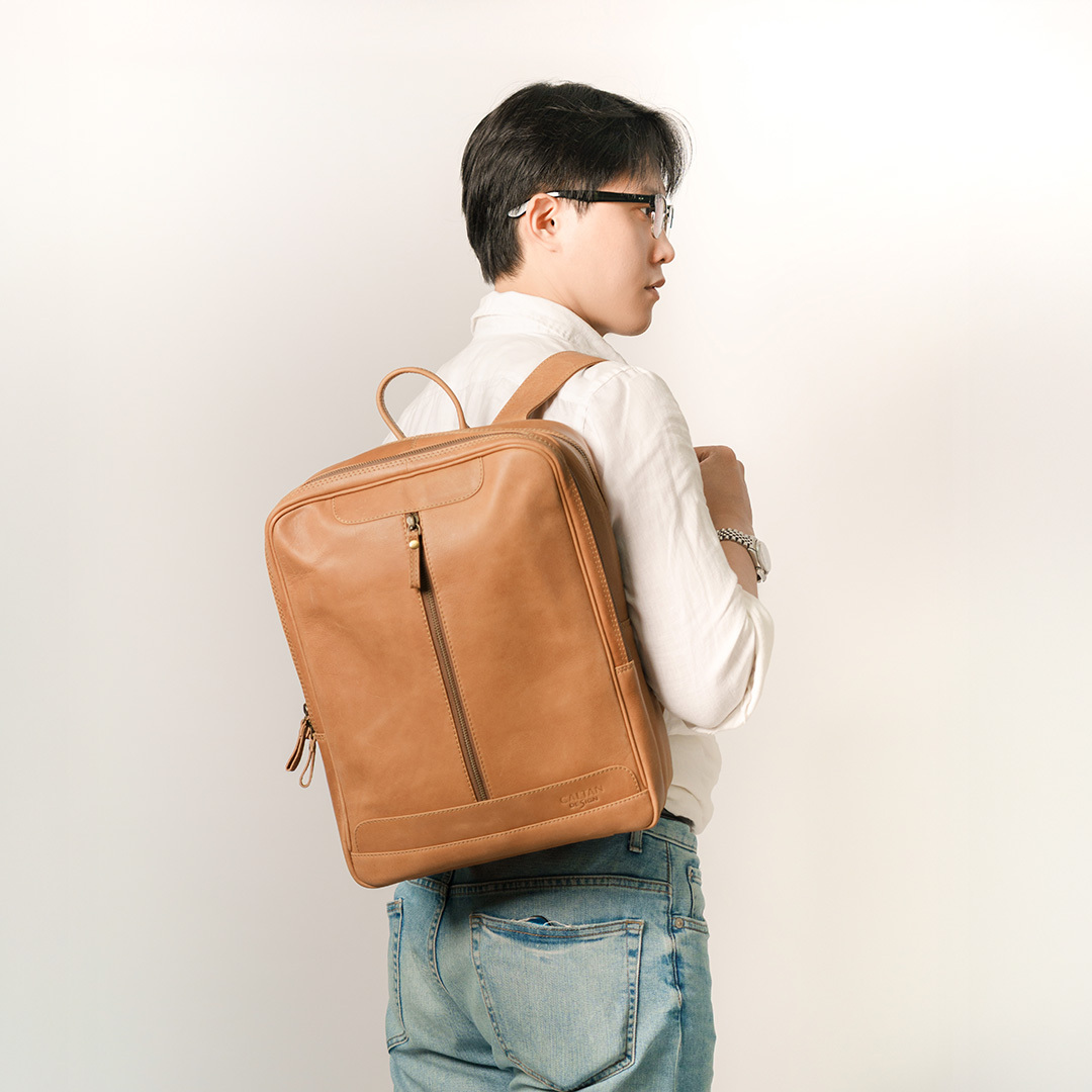 型男真皮復古後背包-兩色(5284)
