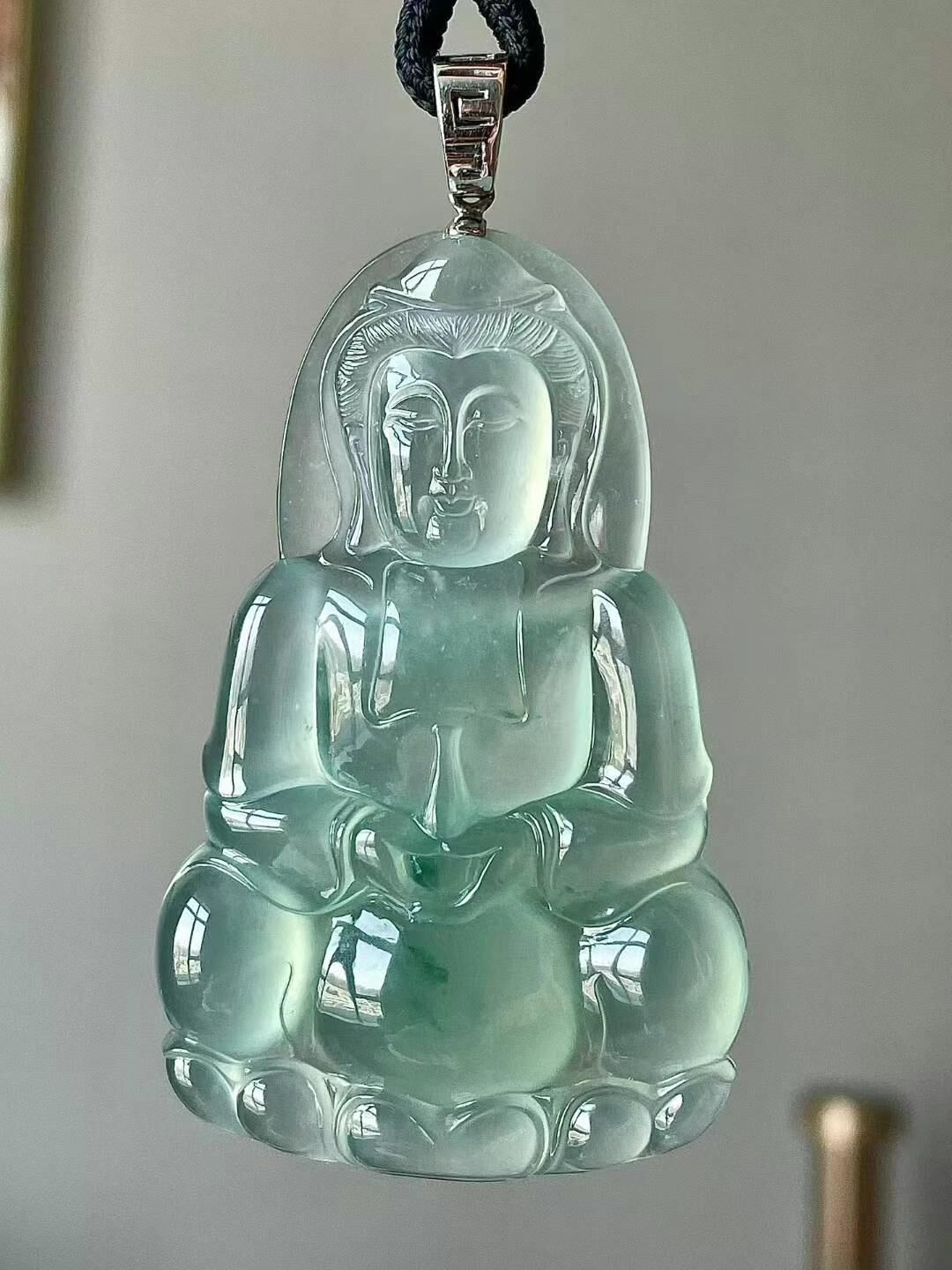 翡翠高冰飄花觀音,天然翡翠A玉, 緬甸玉, Jade, Jadeite